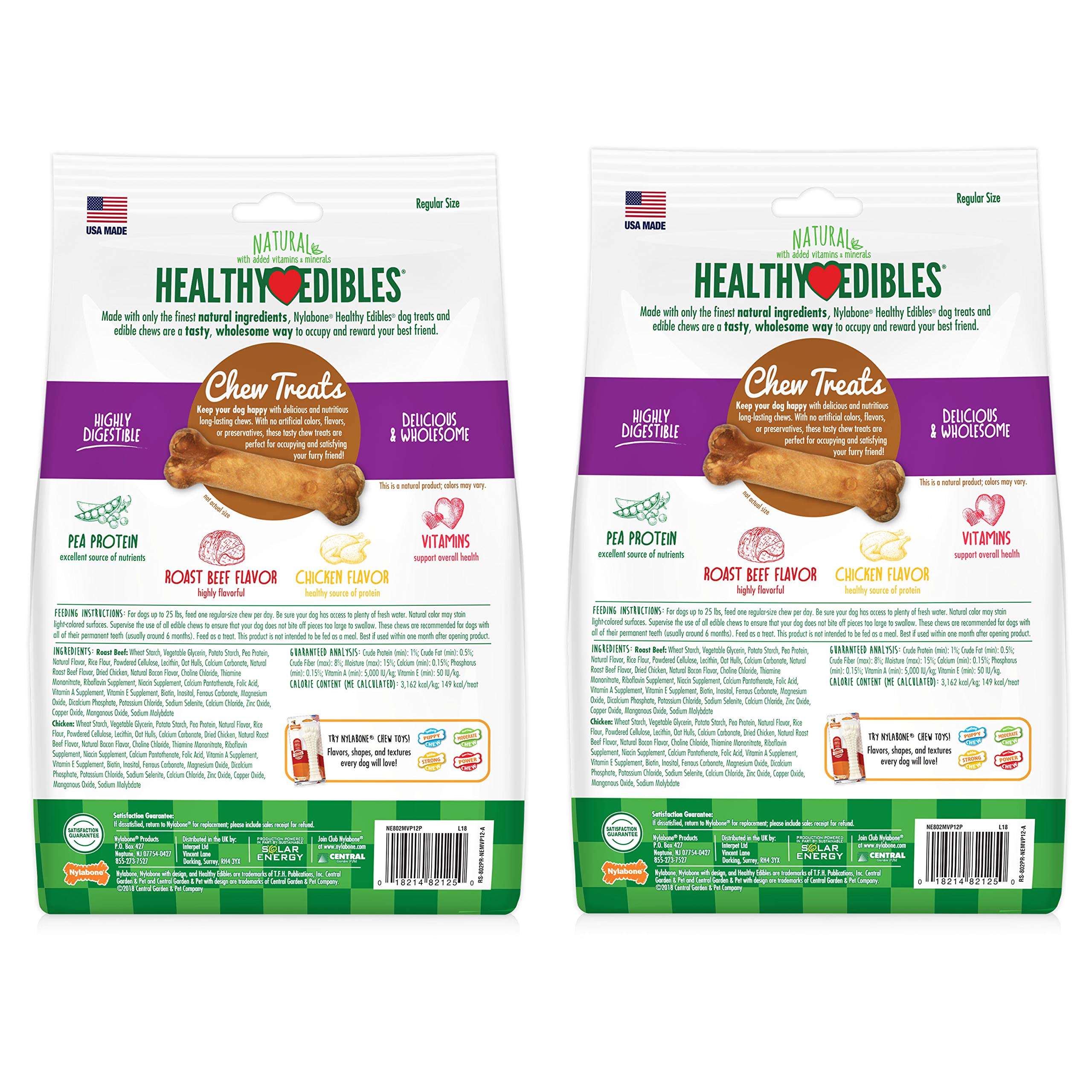 Nylabone Healthy Edibles paquete doble de 12 piezas para conveniencia.