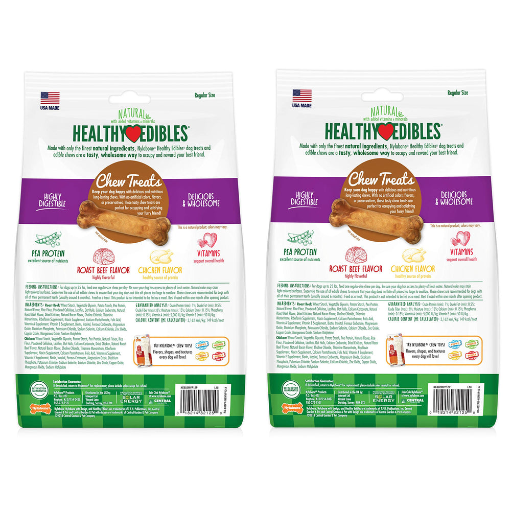 Nylabone Healthy Edibles paquete doble de 12 piezas para conveniencia.