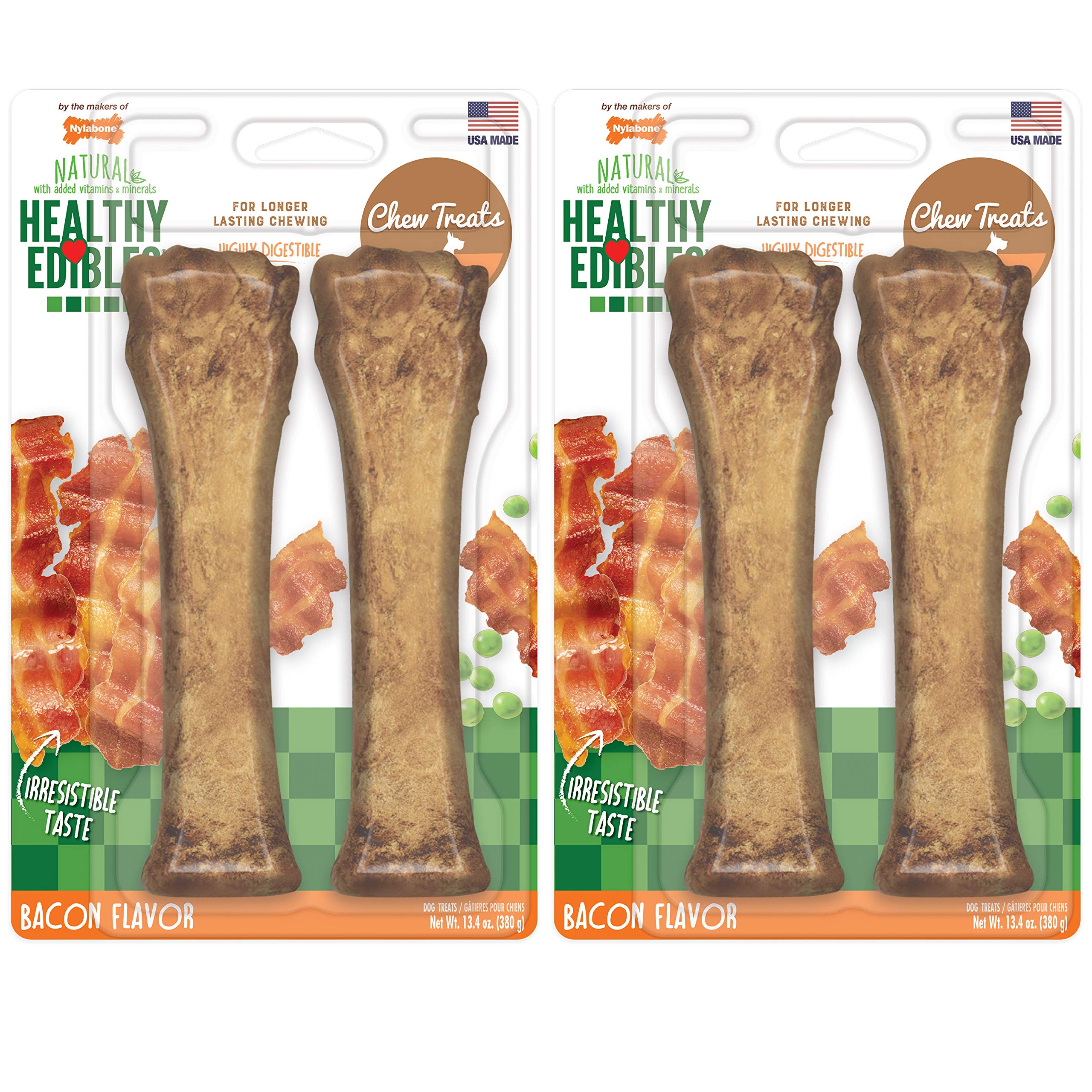 Nylabone Healthy Edibles: hueso tocino duradero para masticar y entretenimiento prolongado