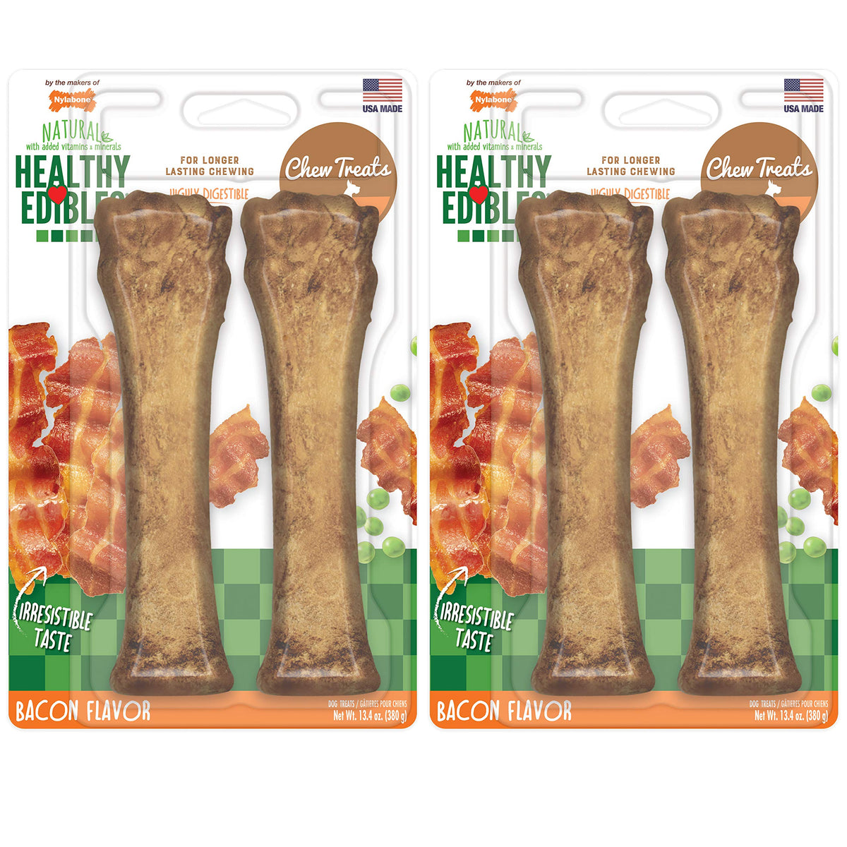 Nylabone Healthy Edibles: hueso tocino duradero para masticar y entretenimiento prolongado