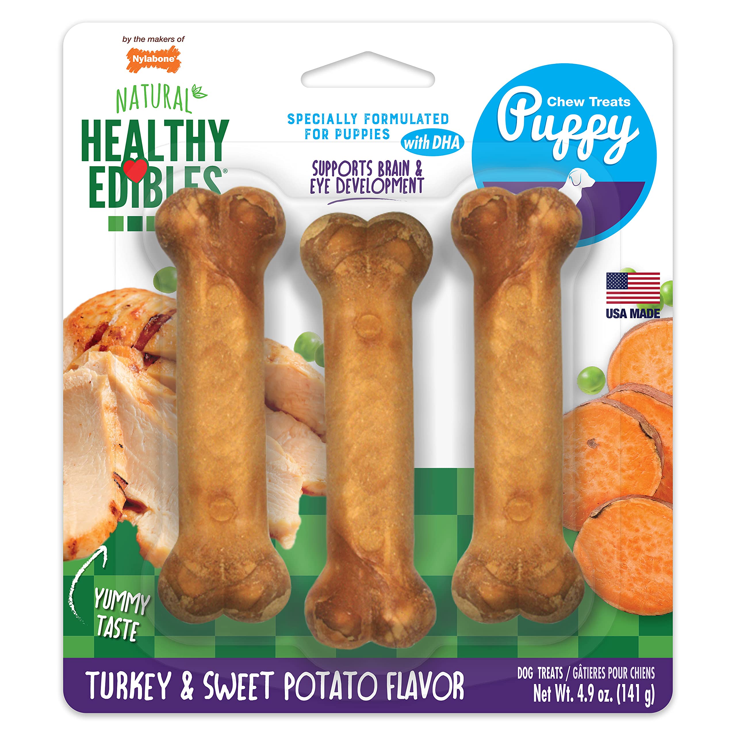 Nylabone Healthy Edibles sabor pavo y batata para cachorros pequeños