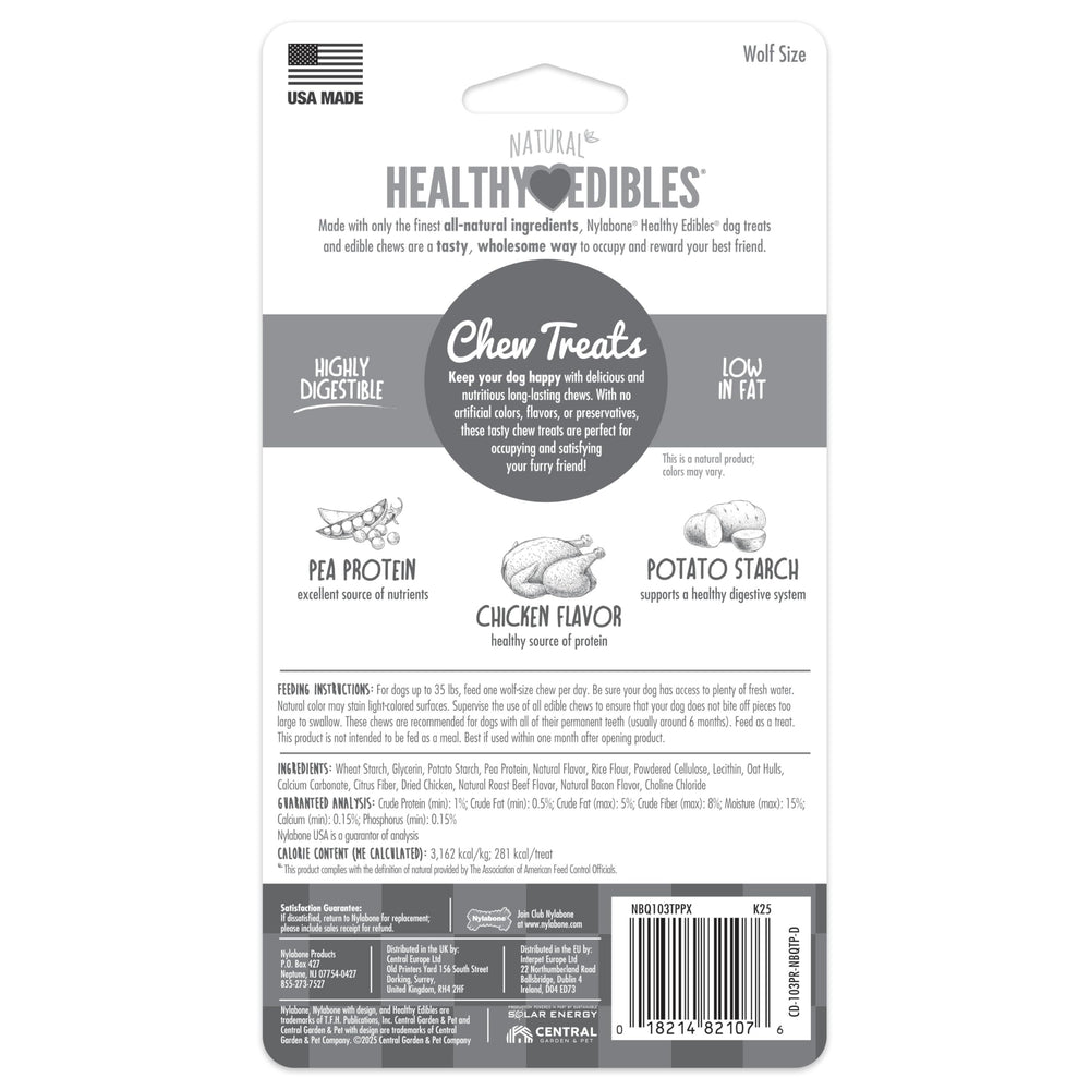 Nylabone Healthy Edibles sabor pollo natural, una golosina sabrosa para perros.