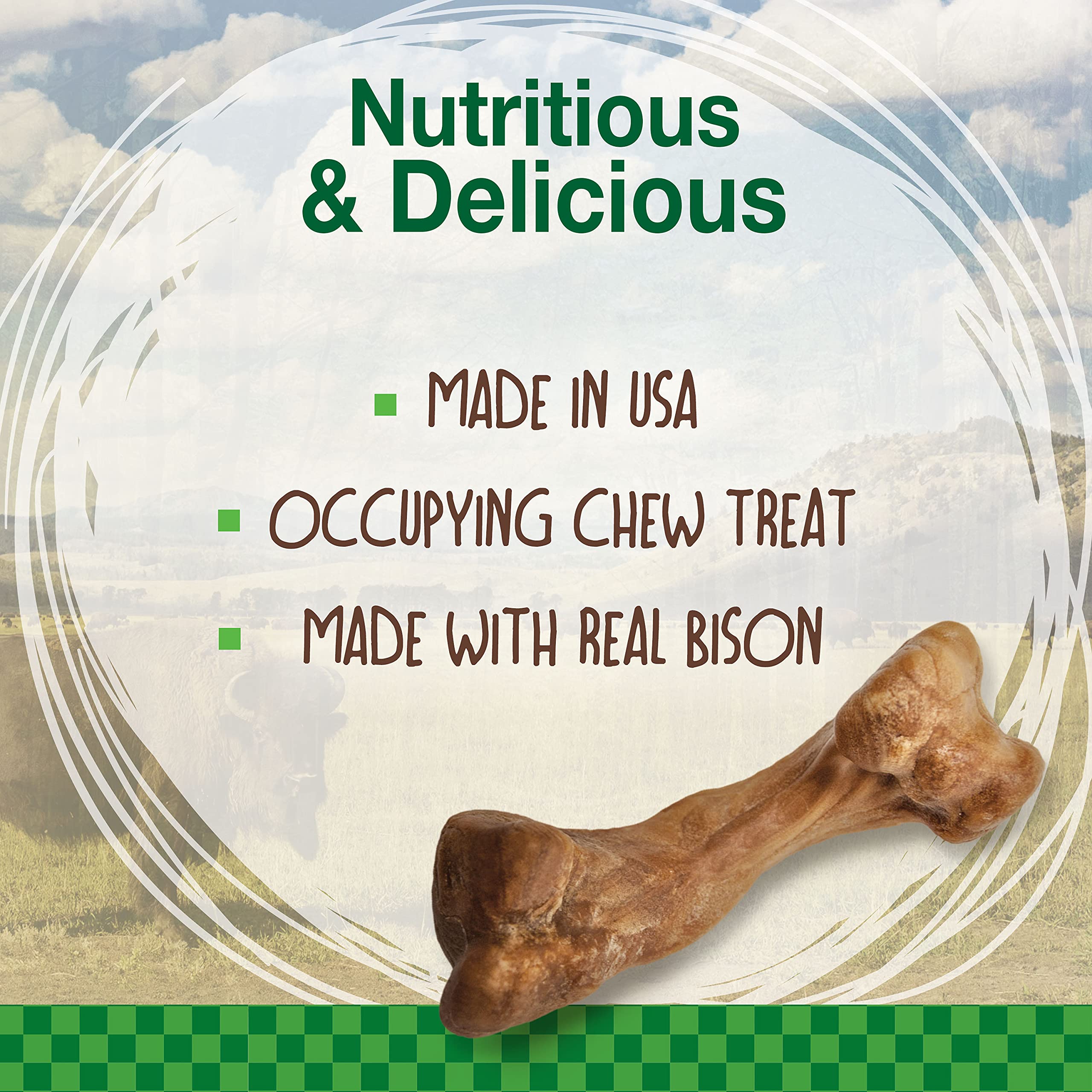 Nylabone WILD con sabor a bison para perros, experiencia de sabor duradera.
