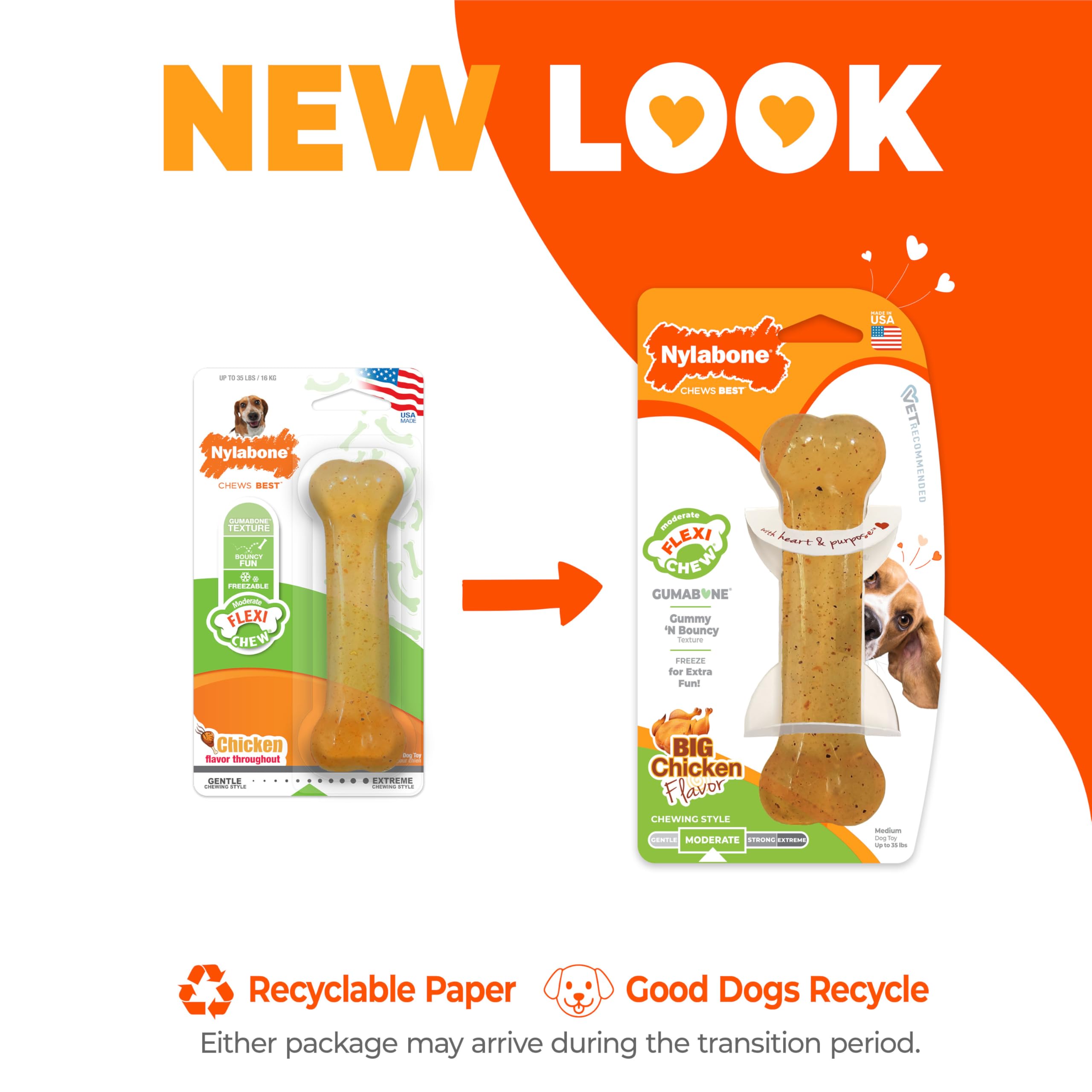 Nylabone Hueso Flexi para moderados, textura gomosa para masticar.