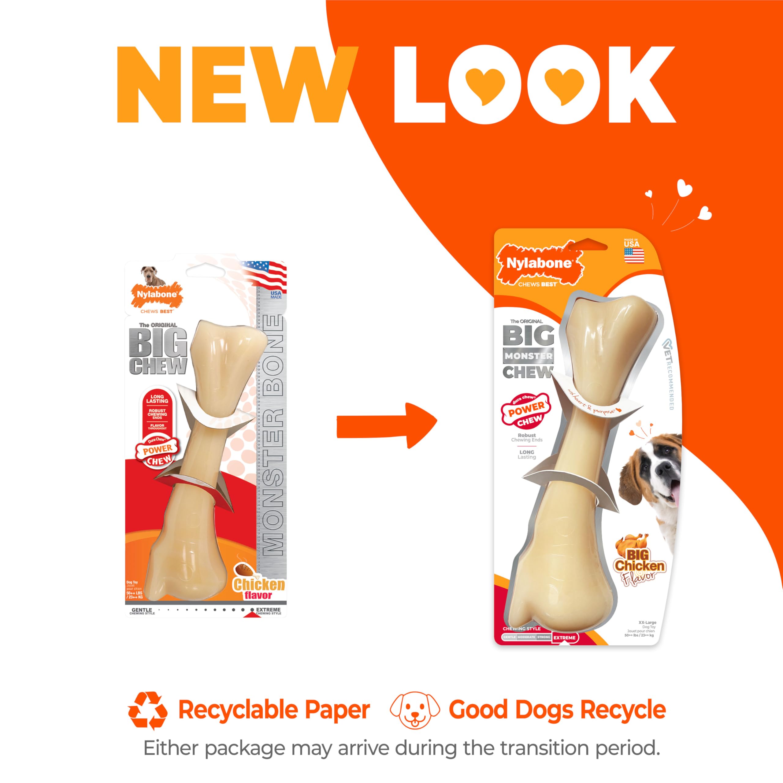 nylabone-hueso-monstruo-sabor-pollo-infuso con sabor duradero durante la masticación