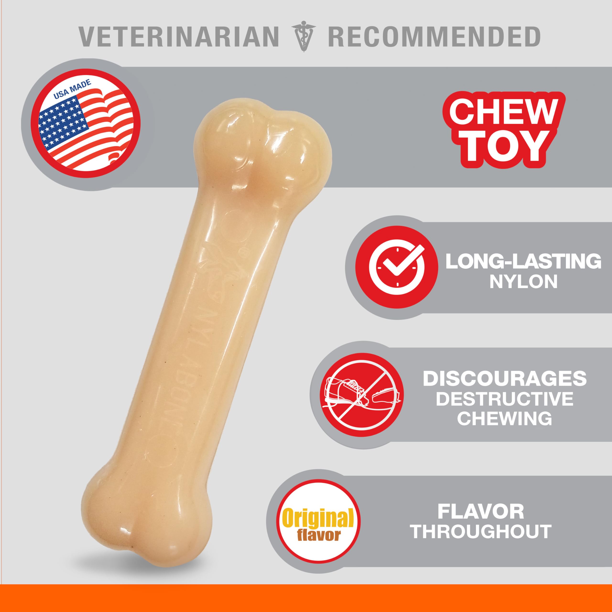 Nylabone Hueso Original, limpieza dental durante la masticación.