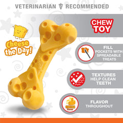 Nylabone Hueso Queso Potente Mordedor - Bolsillos de sabor para premios.