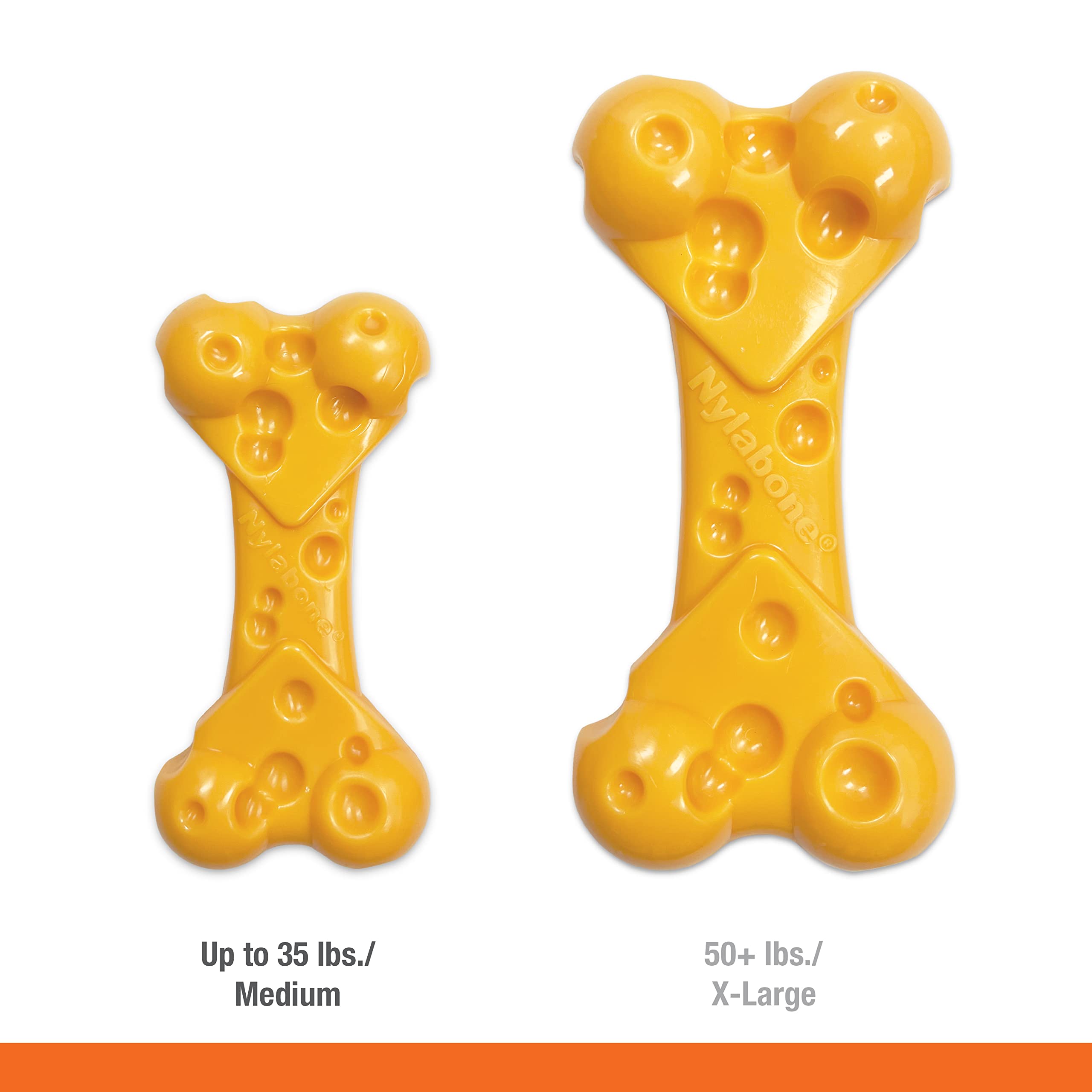 Nylabone Hueso Queso Potente Mordedor - Diseño para perros medianos.
