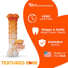 Nylabone hueso sabor pollo rostizado, experiencia de masticación atractiva.