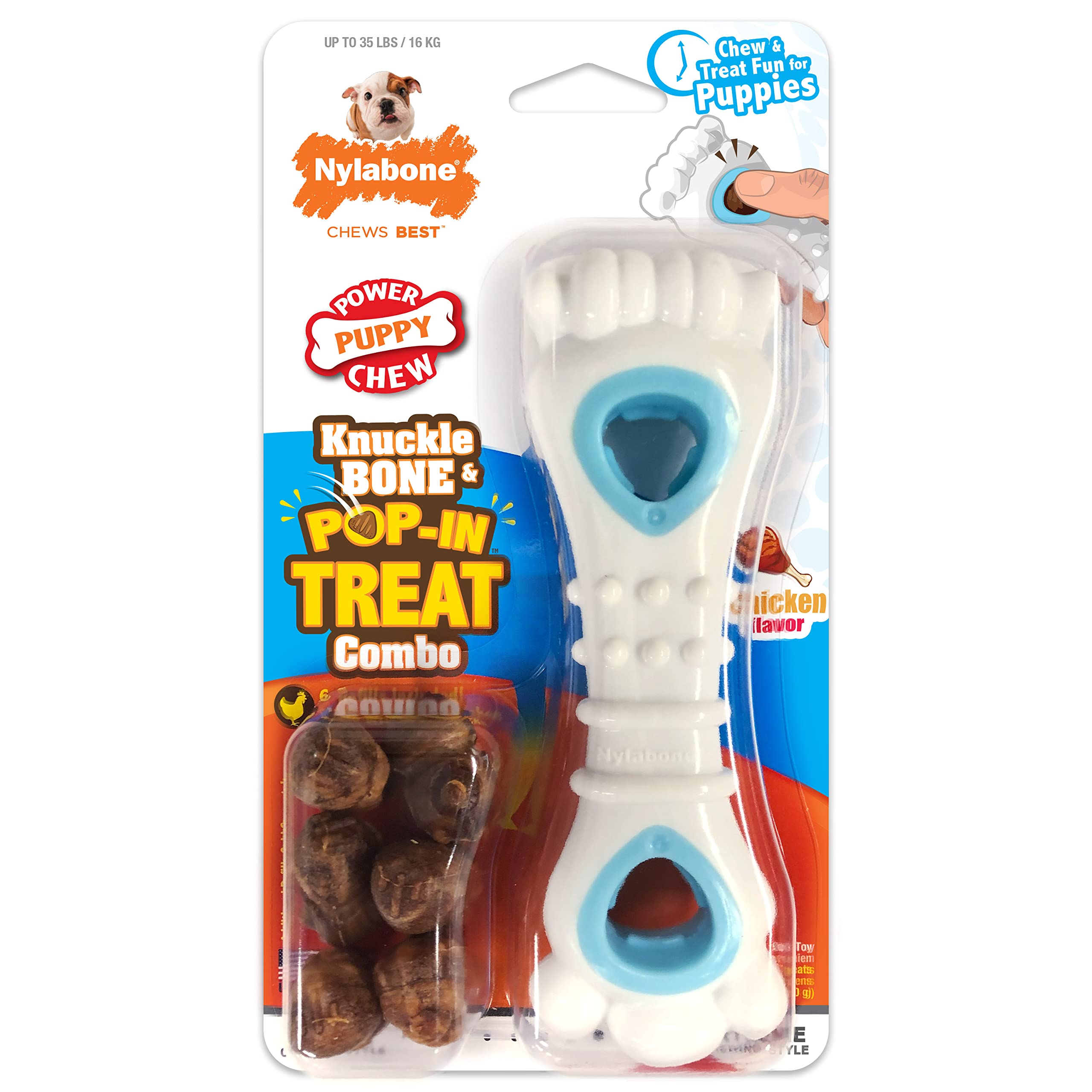 Nylabone Knuckle Bone Pop-In mordedor resistente para cachorros, ideal para masticar con seguridad