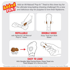 Nylabone Knuckle Bone Pop-In sabor pollo, experiencia sabrosa durante el juego