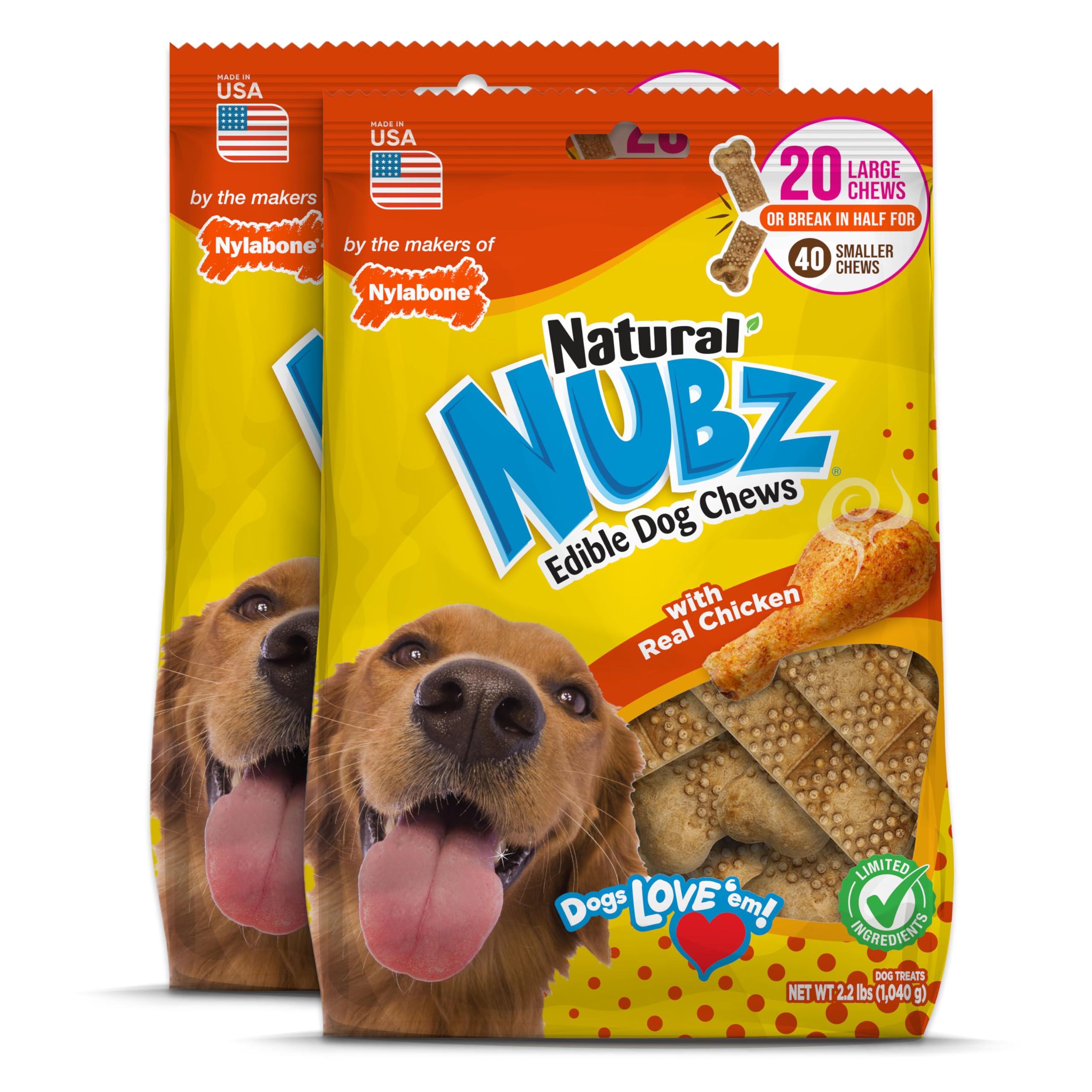 Nylabone Nubz sabor pollo natural para perros grandes.