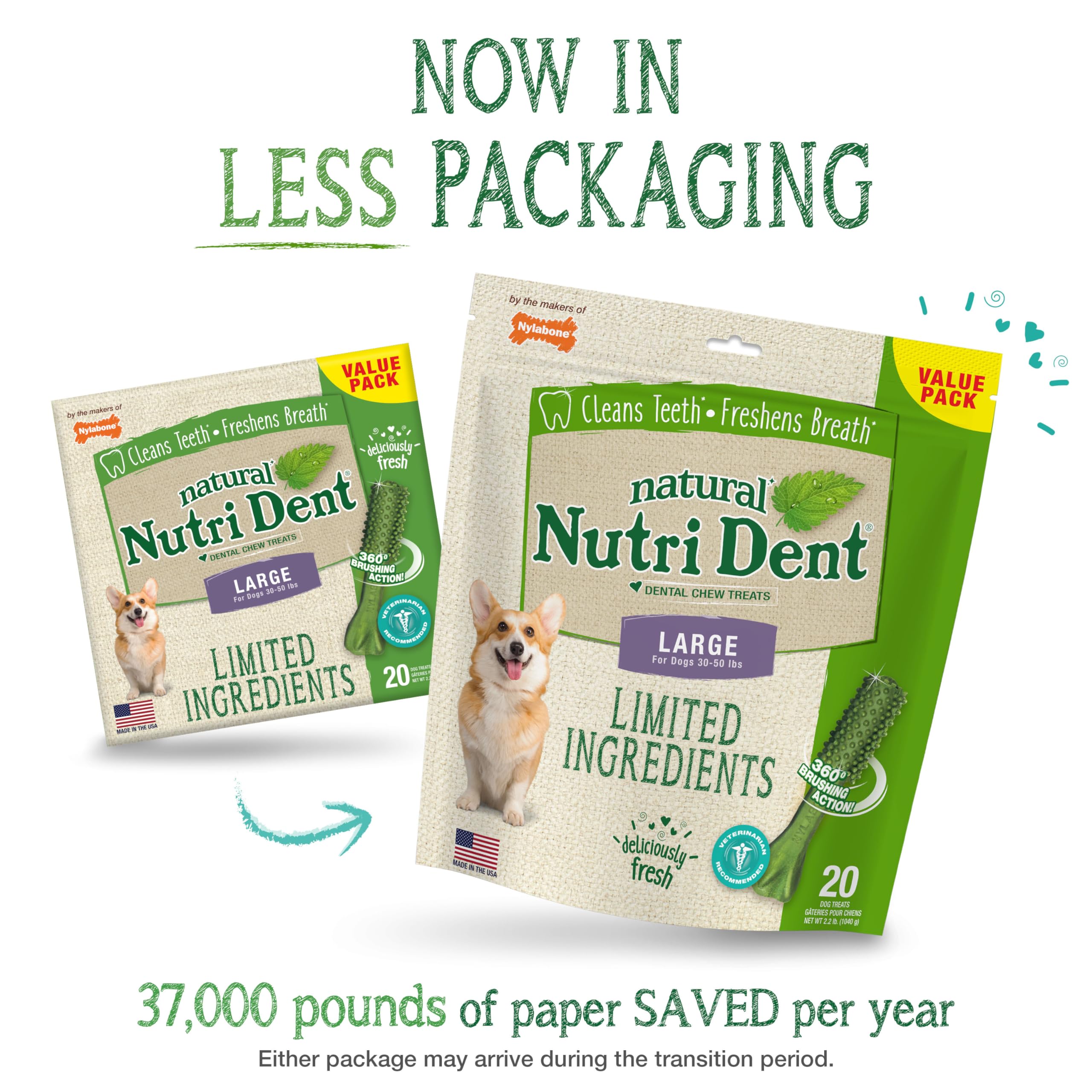 Nylabone Nutri Dent textura 360 grados para limpieza dental completa.