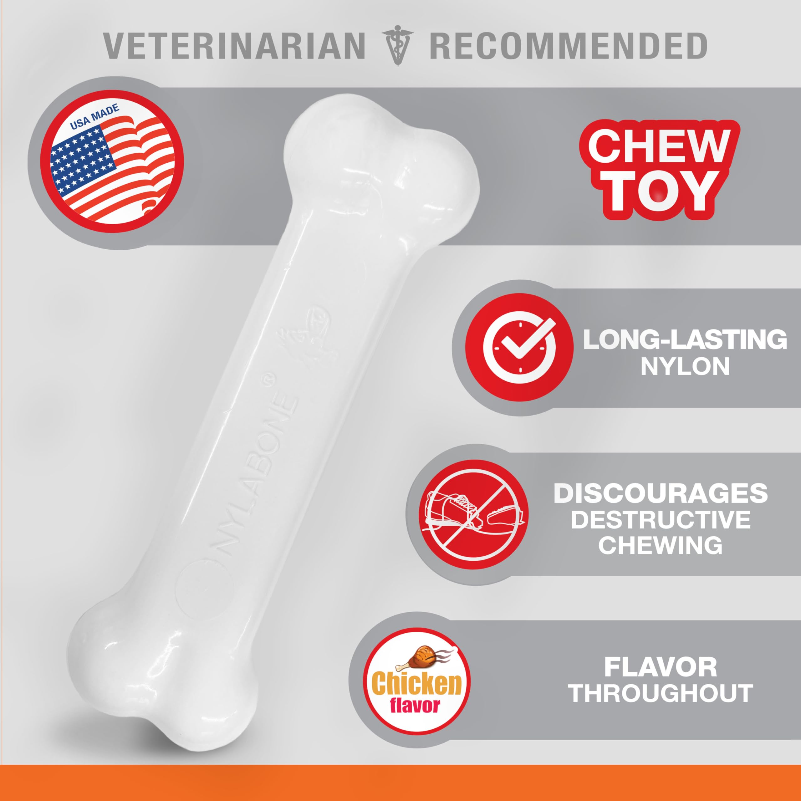 Nylabone Original Hueso Poder Masticador, sabor a pollo en cada mordida.