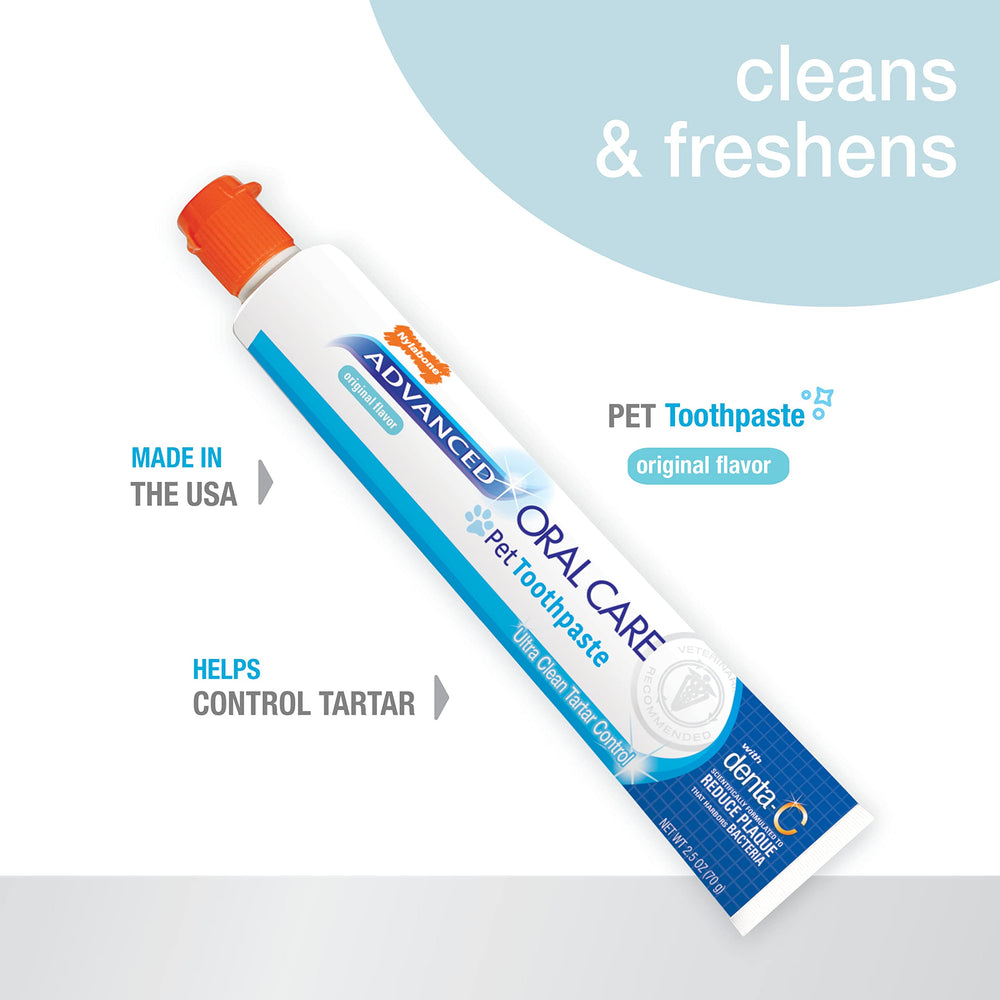 Pasta dental para perros Nylabone, enfoque en aliento agradable.