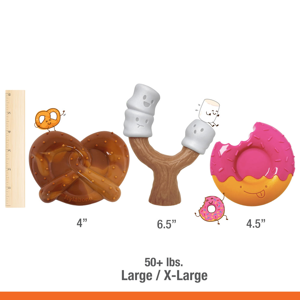 Nylabone Power Chew Bundle malvaviscos tostados, detalle: borde grueso para masticación controlada.