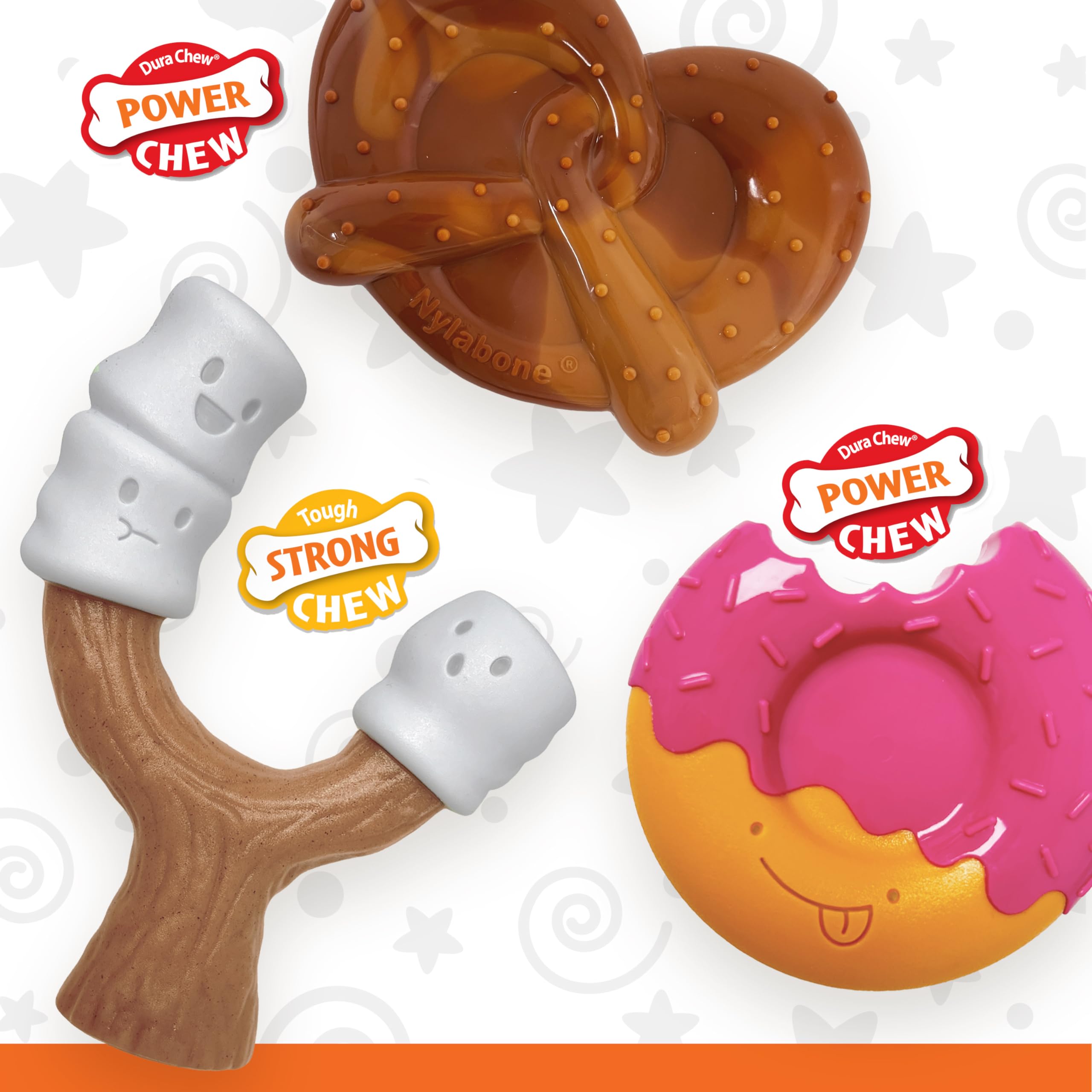 Nylabone Power Chew Bundle tocino glaseado, interior: centro para premios y juego prolongado.