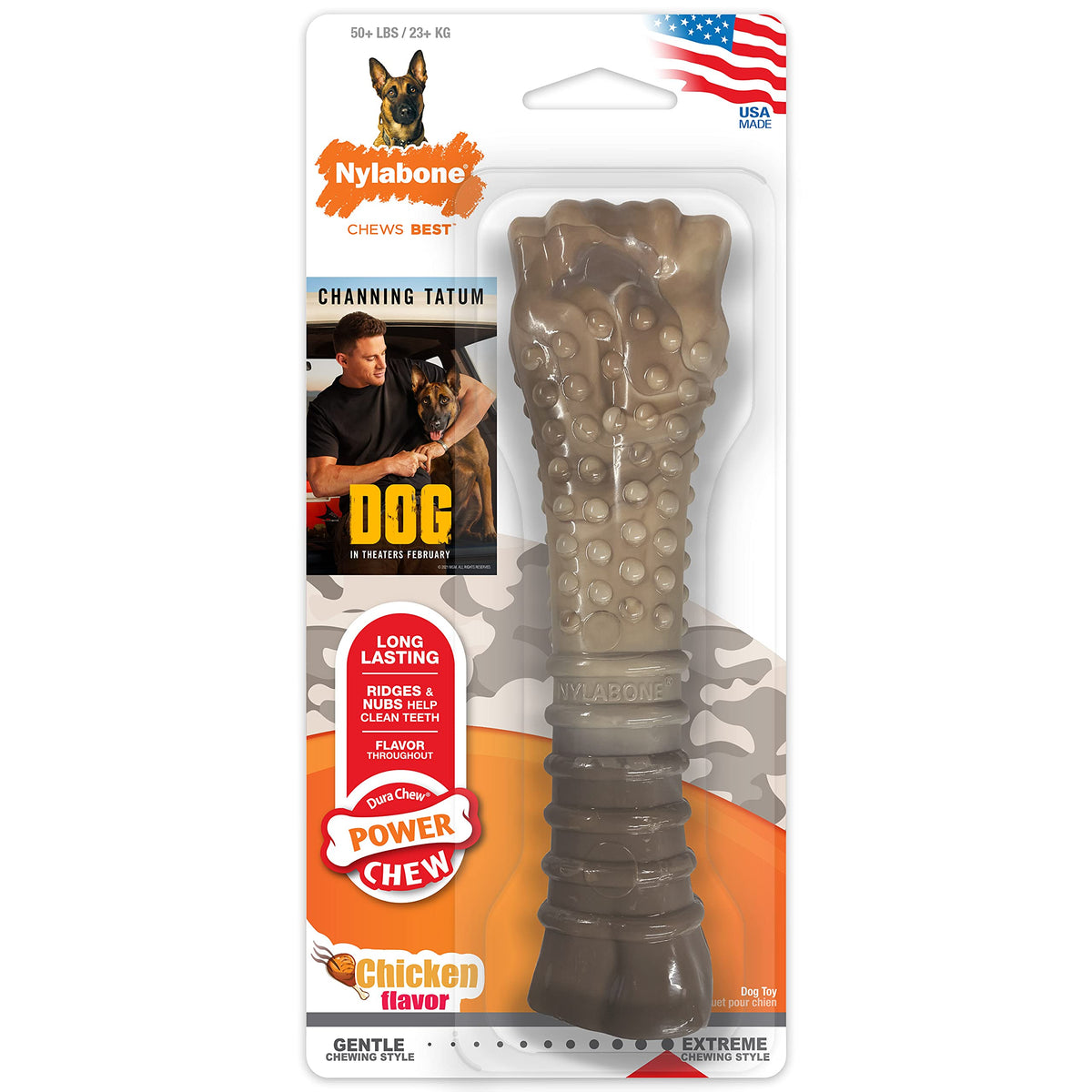 Nylabone Power Chew camuflado, juguete para perros grandes con atractivo visual