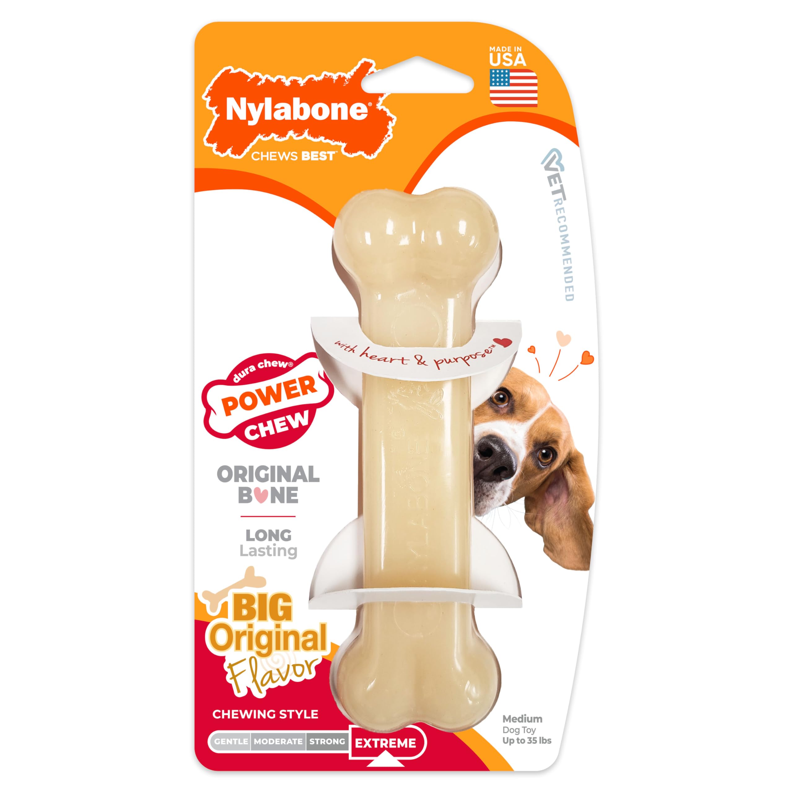 Nylabone Power Chew Original Bone, ideal para masticadores extremos.