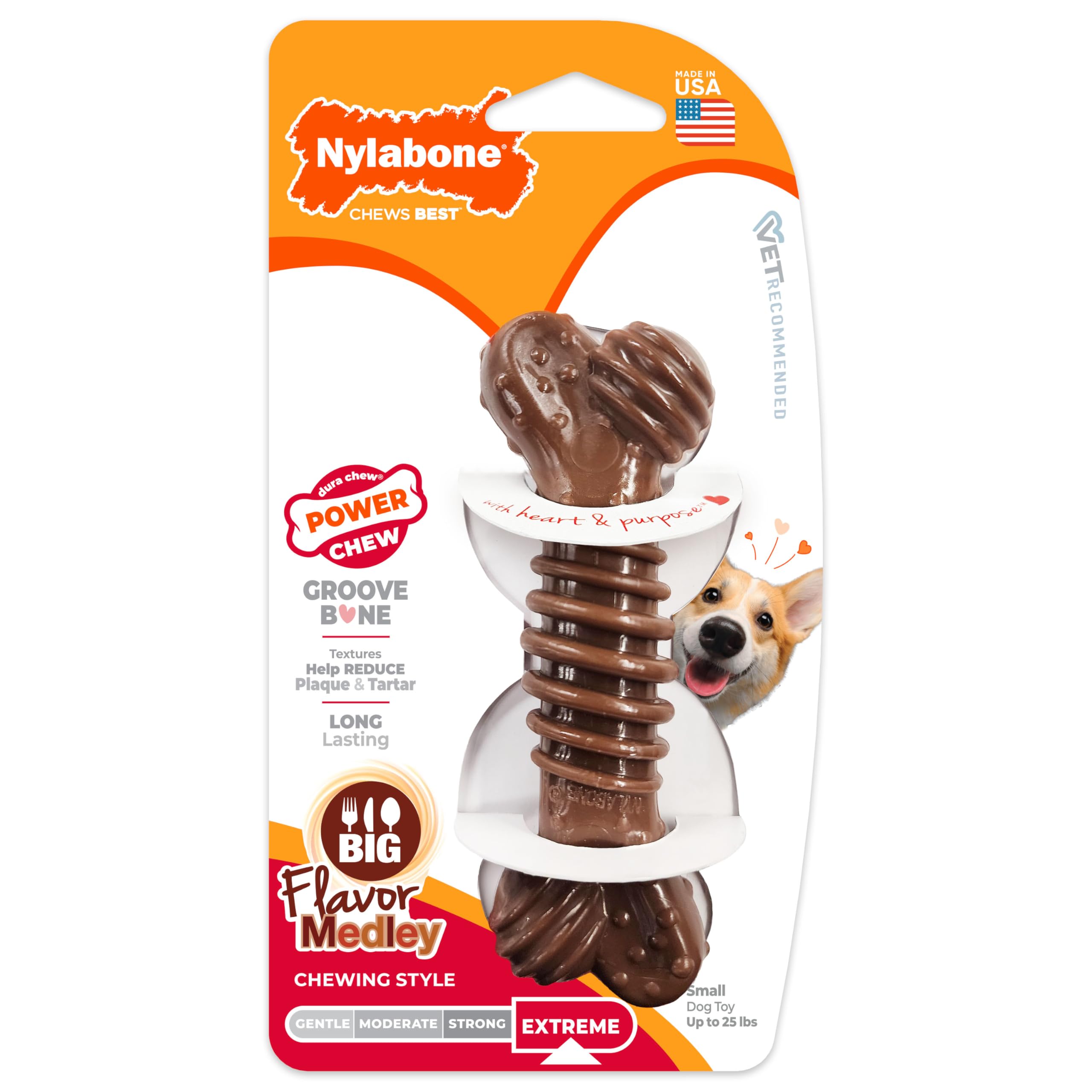 Nylabone Power Chew enfocado en limpieza dental con surcos