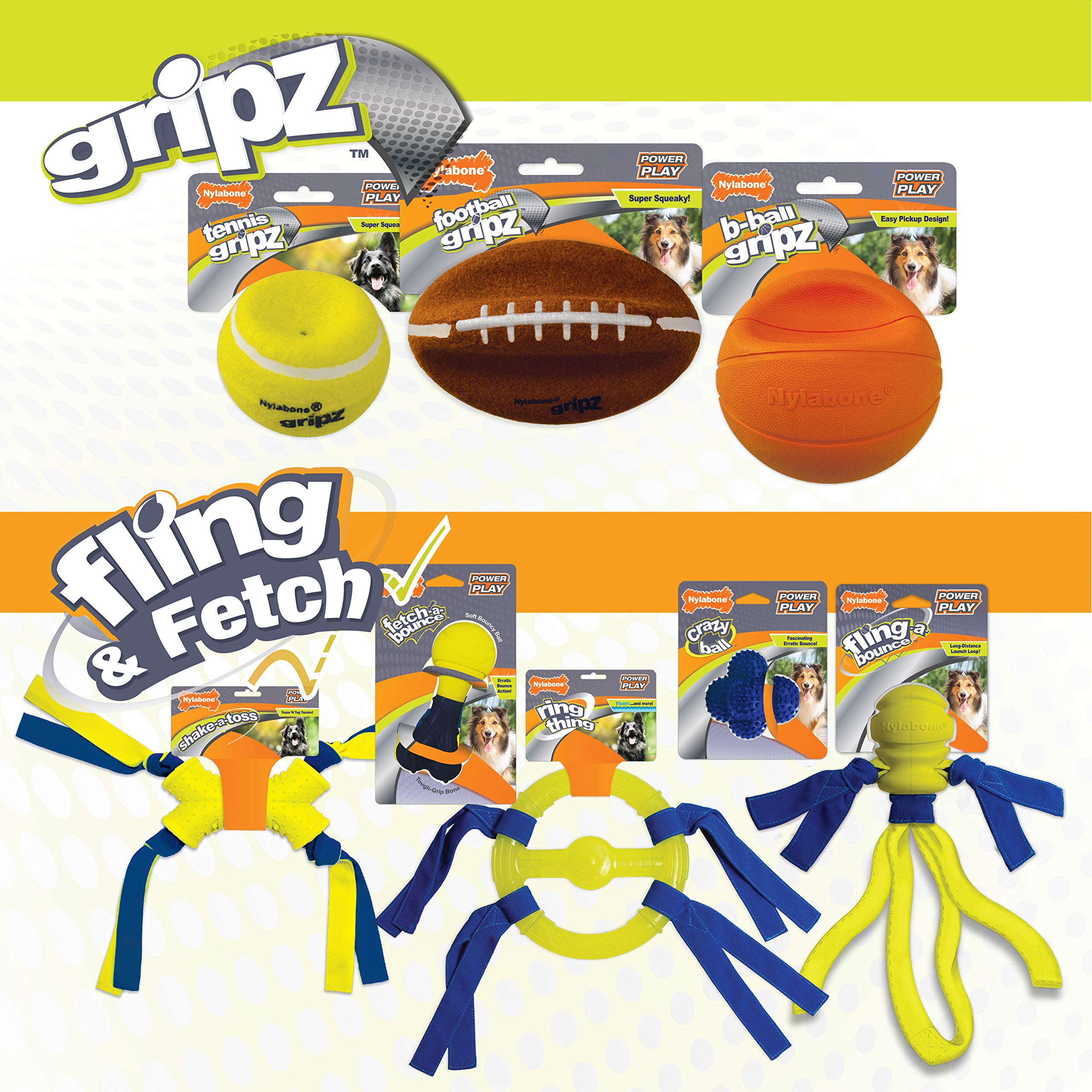 Nylabone Power Play Gripz uso-independiente perfecto para juego en casa.