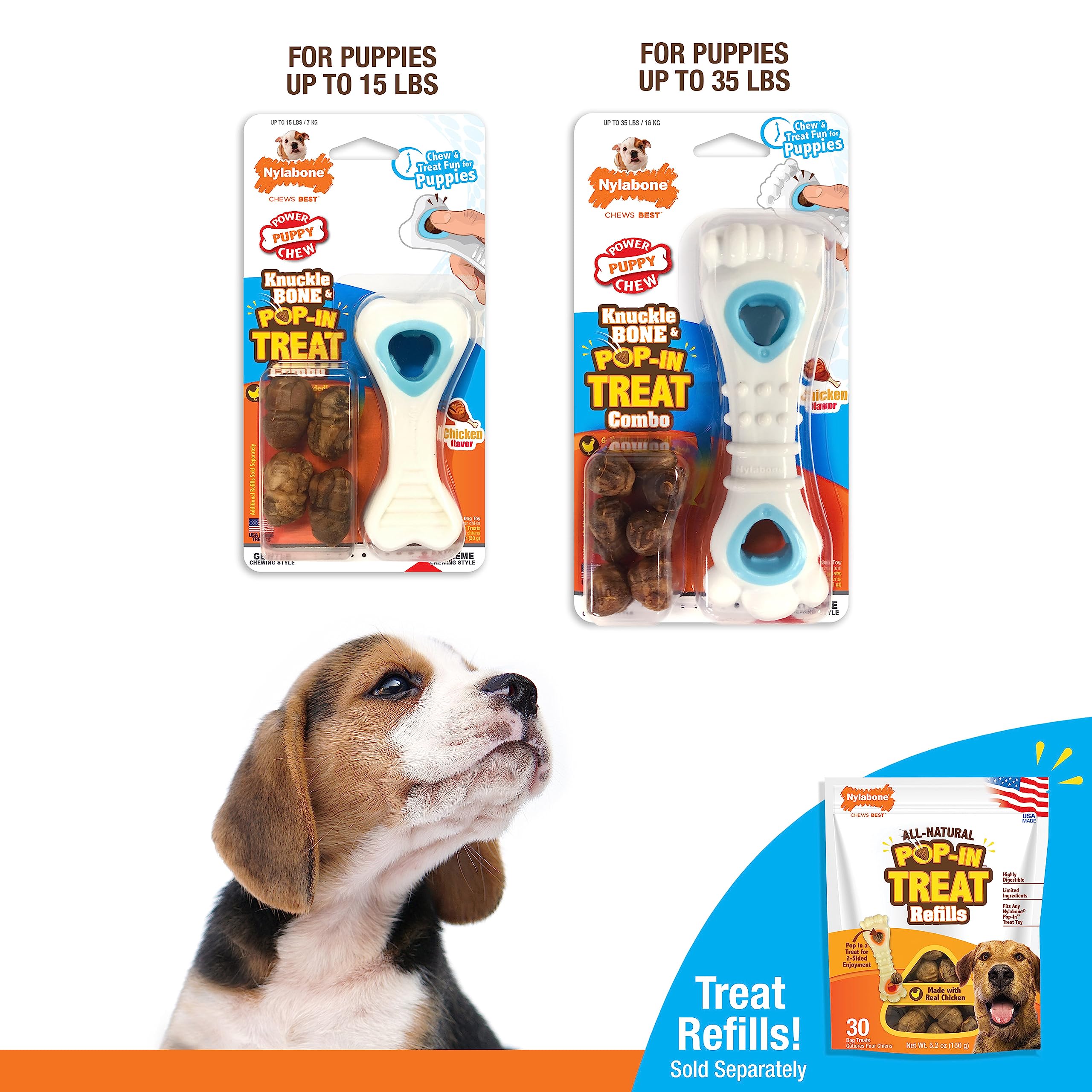 Nylabone Recompensa Pop-In para Cachorros Pequeños: recompensas seguras durante la diversión.
