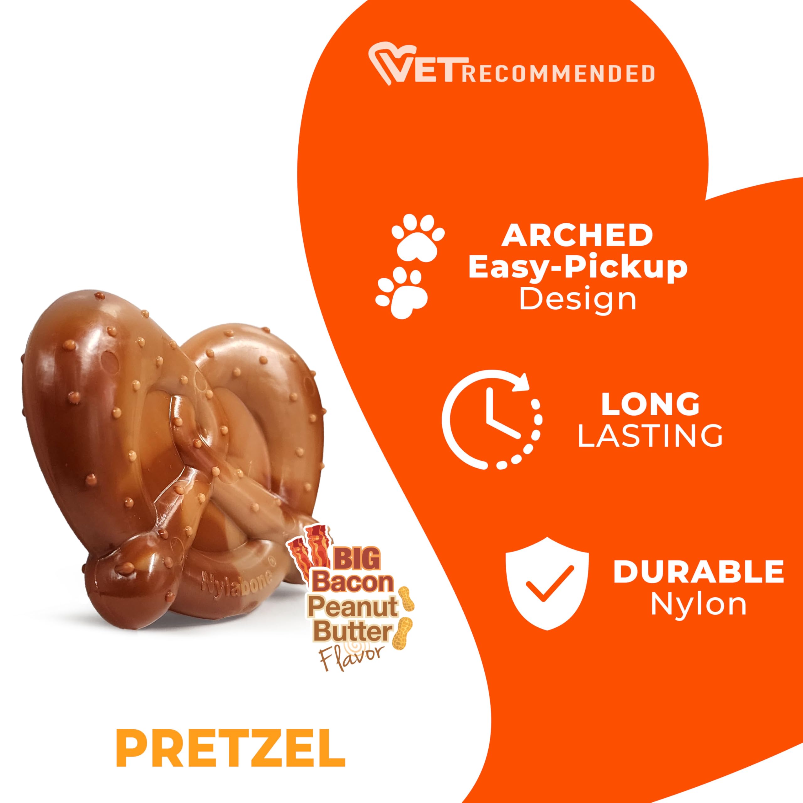 Nylabone Pretzel Power Chew: sabor bacon y cacahuate para mayor interés