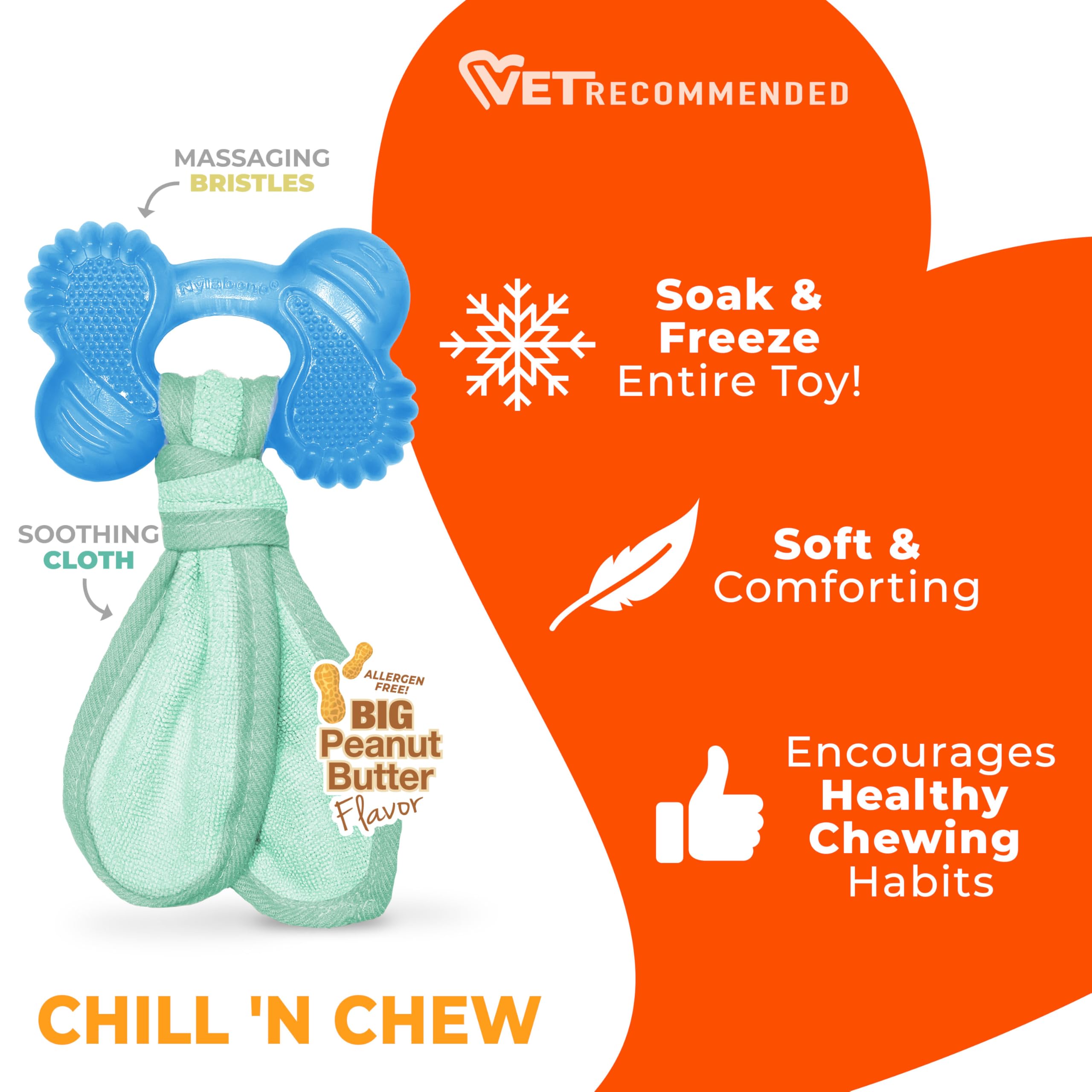 Nylabone textura con cerdas para masajear encías durante la masticación