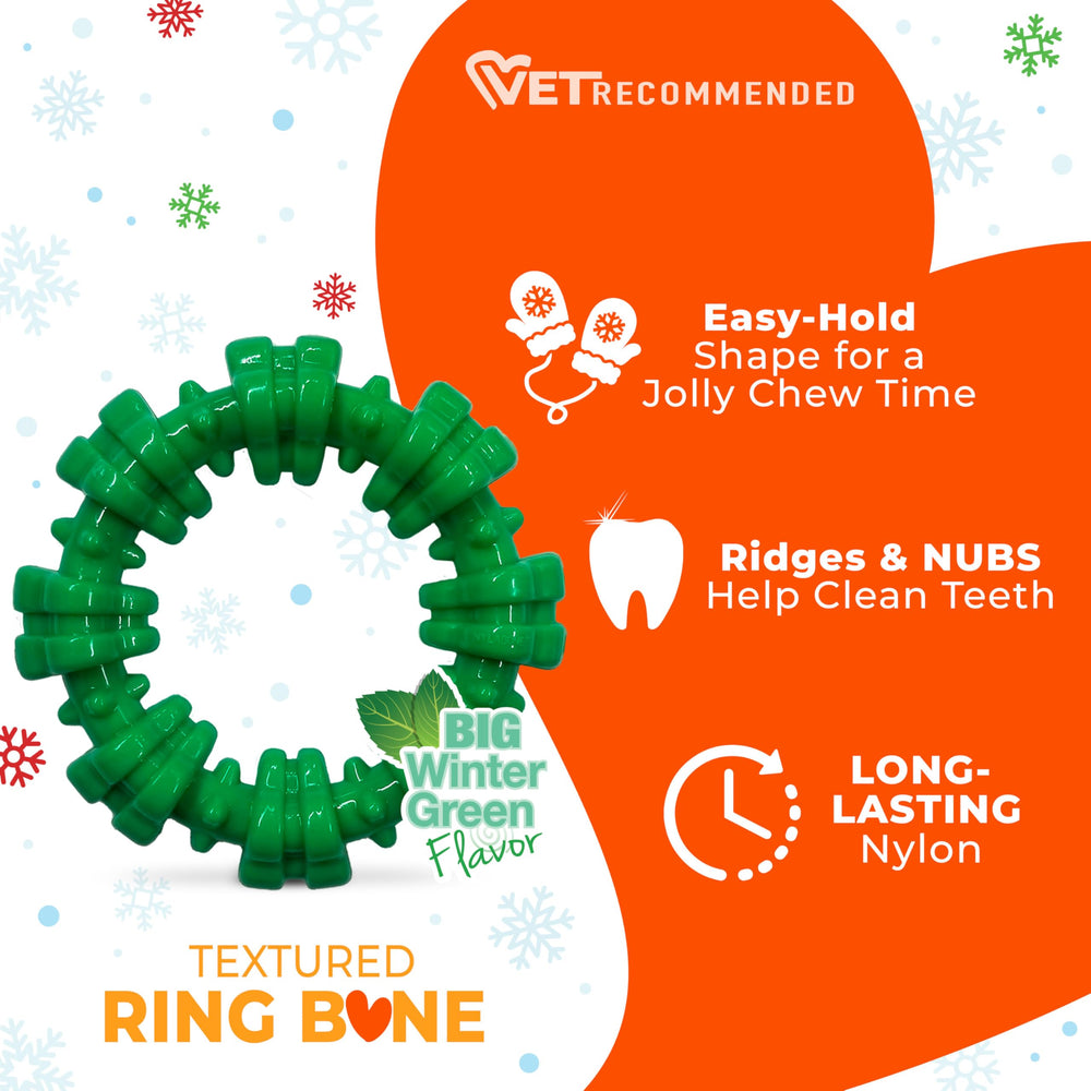 Nylabone Ring Power Chew: sabor invierno mentolado para mayor aceptación.