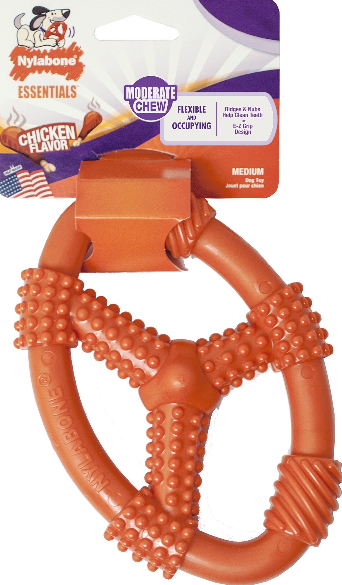 Nylabone TFH Fun N Fit Flex Oval RNG MD con diseño ovalado para masticadores moderados.