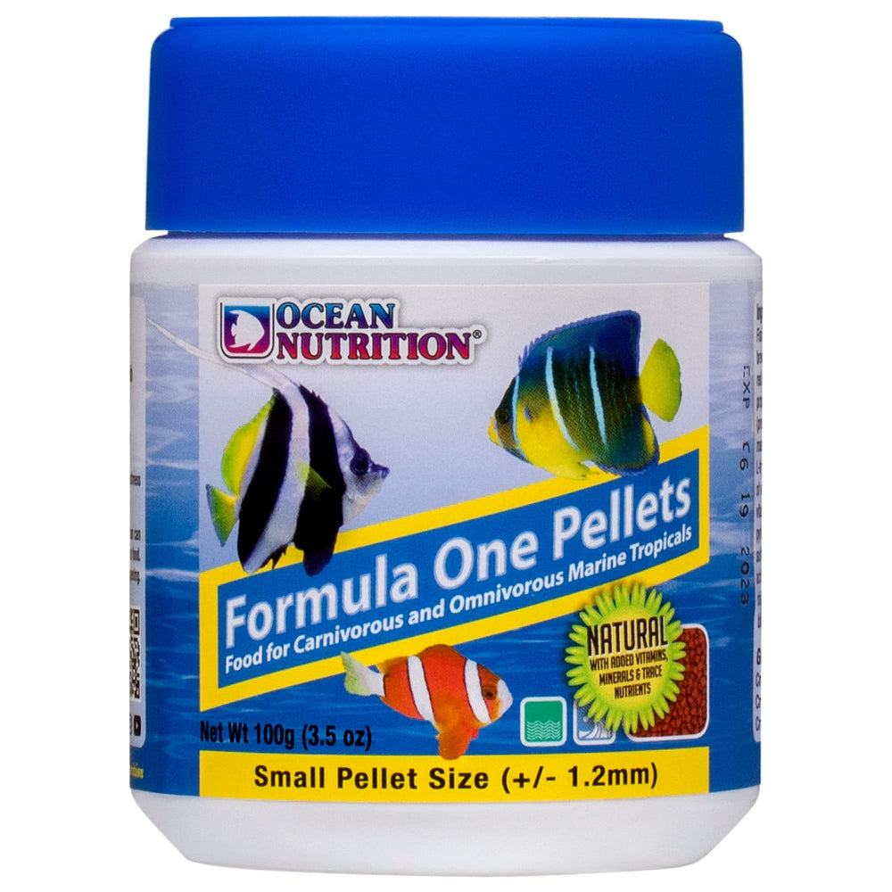 Ocean Nutrition frasco 100 g con pellets pequeños para peces tropicales; nutrición equilibrada.