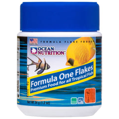 Ocean Nutrition Fórmula Uno, envase con escamas, nutrición estable para peces
