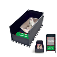OCMML extra large litter box enclosure front view with splash guard helping keep floors clean
