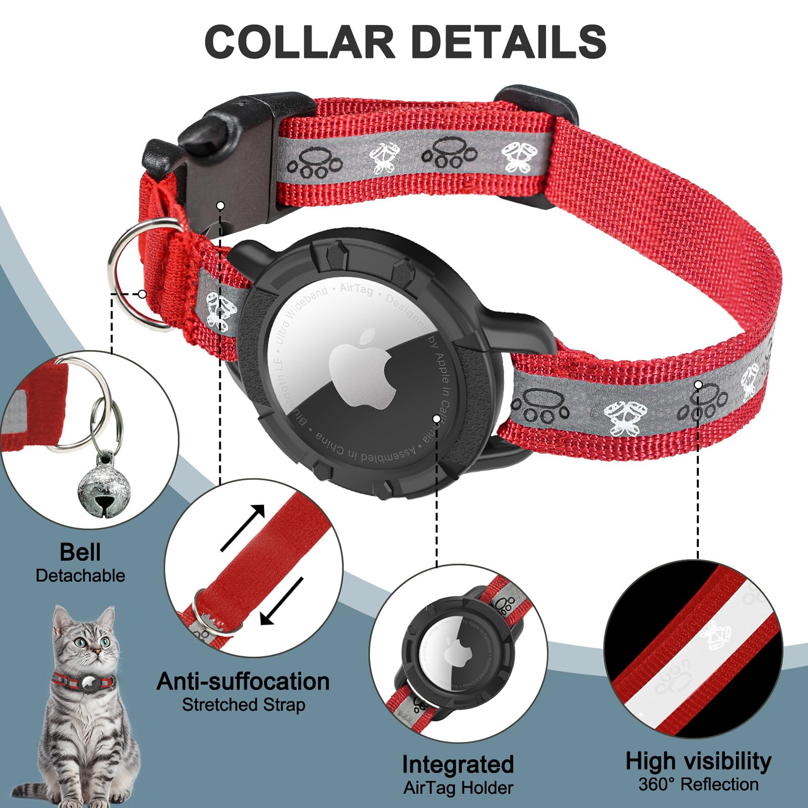 Odokele collar con campana extraíble para llamar la atención.