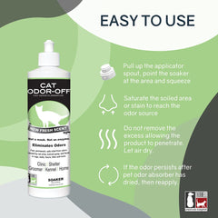 Odorcide Thornell Cat Odor-Off: aplicador cap saturando áreas con olor a orina.