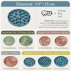 OHMO comedero lento para perros y gatos con patrón Diamante; ralentiza la ingesta.