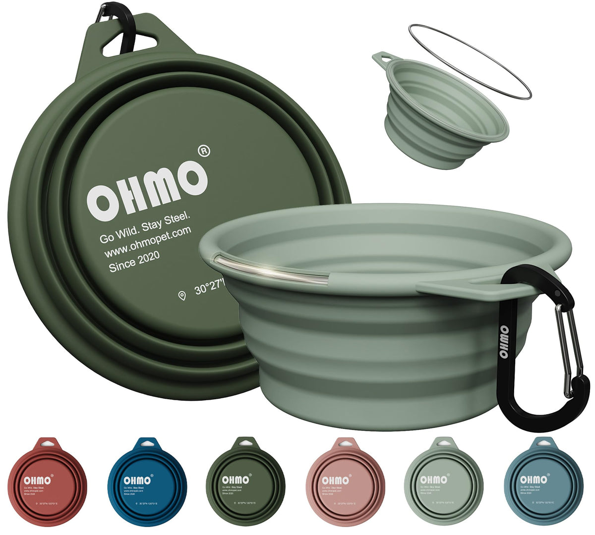 OHMO cuenco perro plegable 400ml, ideal para viajes y paseos