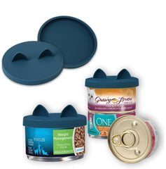 OHMO tapas latas azul oscuro, dos piezas para alimento de gatos