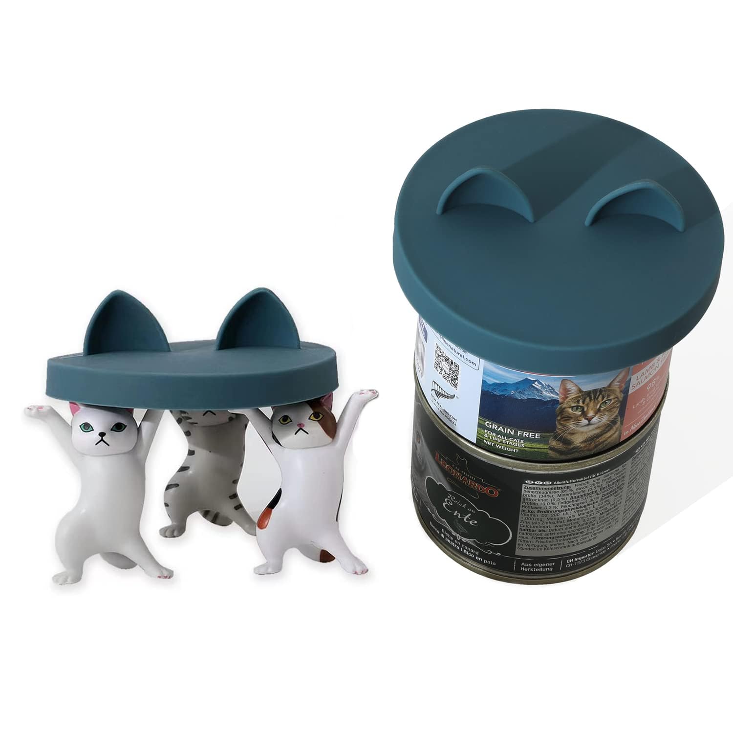 OHMO tapa-latas para gatos, uso diario y práctico, azul oscuro