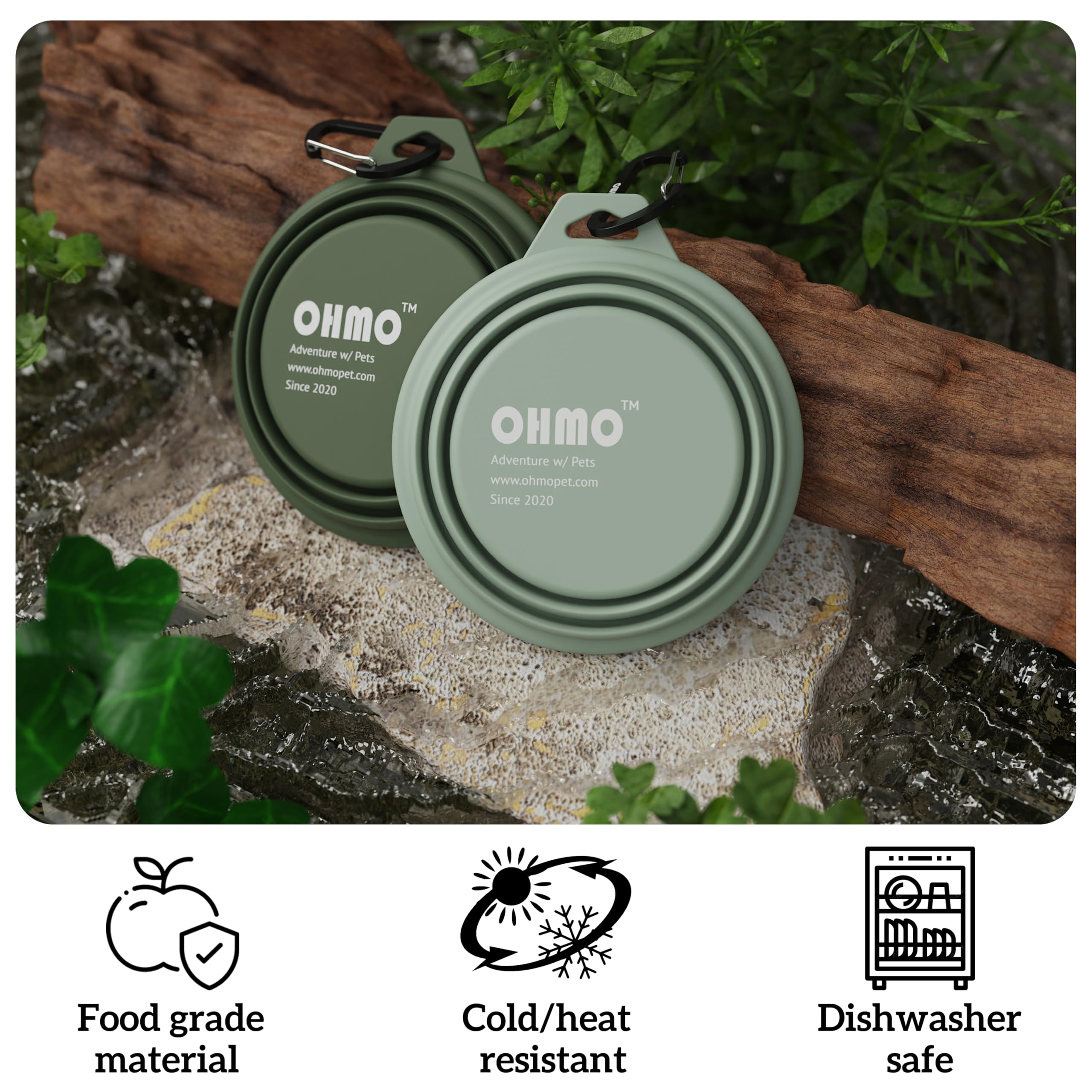 OHMO tazón plegable camuflaje cerrado, cómodo para almacenamiento