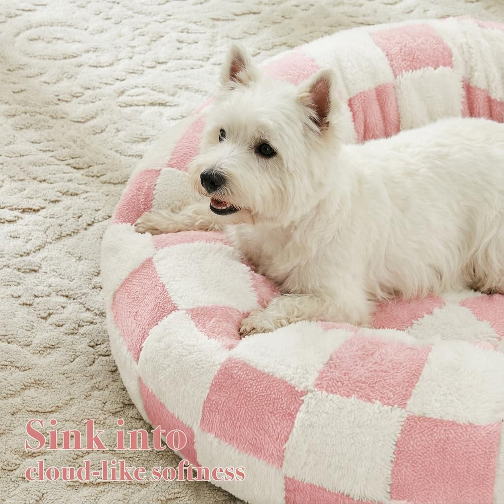 Ohocut cama para perros rosada, estilo retro, descanso suave.