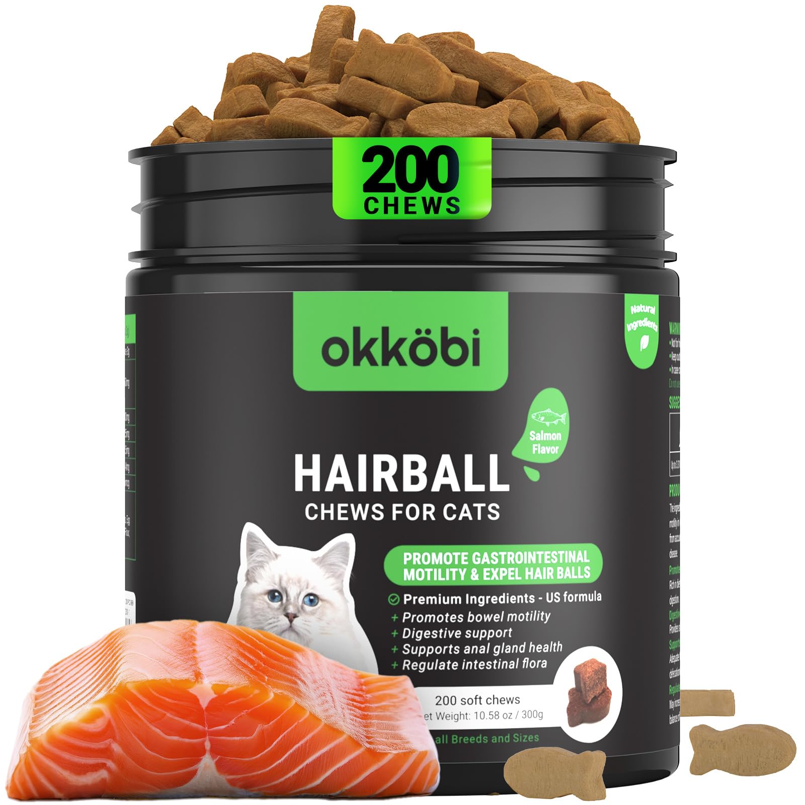 OKKÖBI golosinas para gato, snack sabroso para apoyar el pelaje saludable
