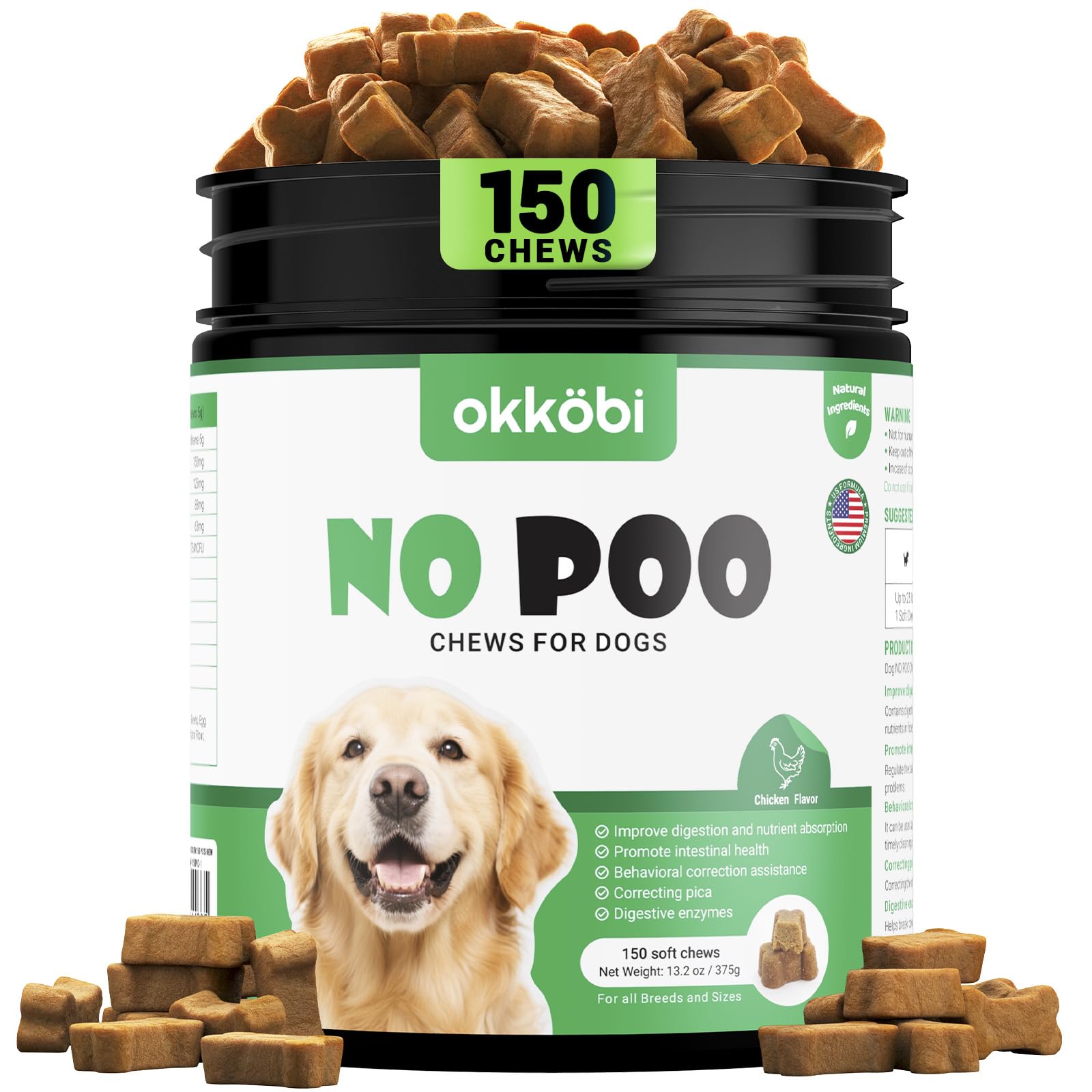OKKÖBI masticables para perros frente al empaque, experiencia sensorial atractiva