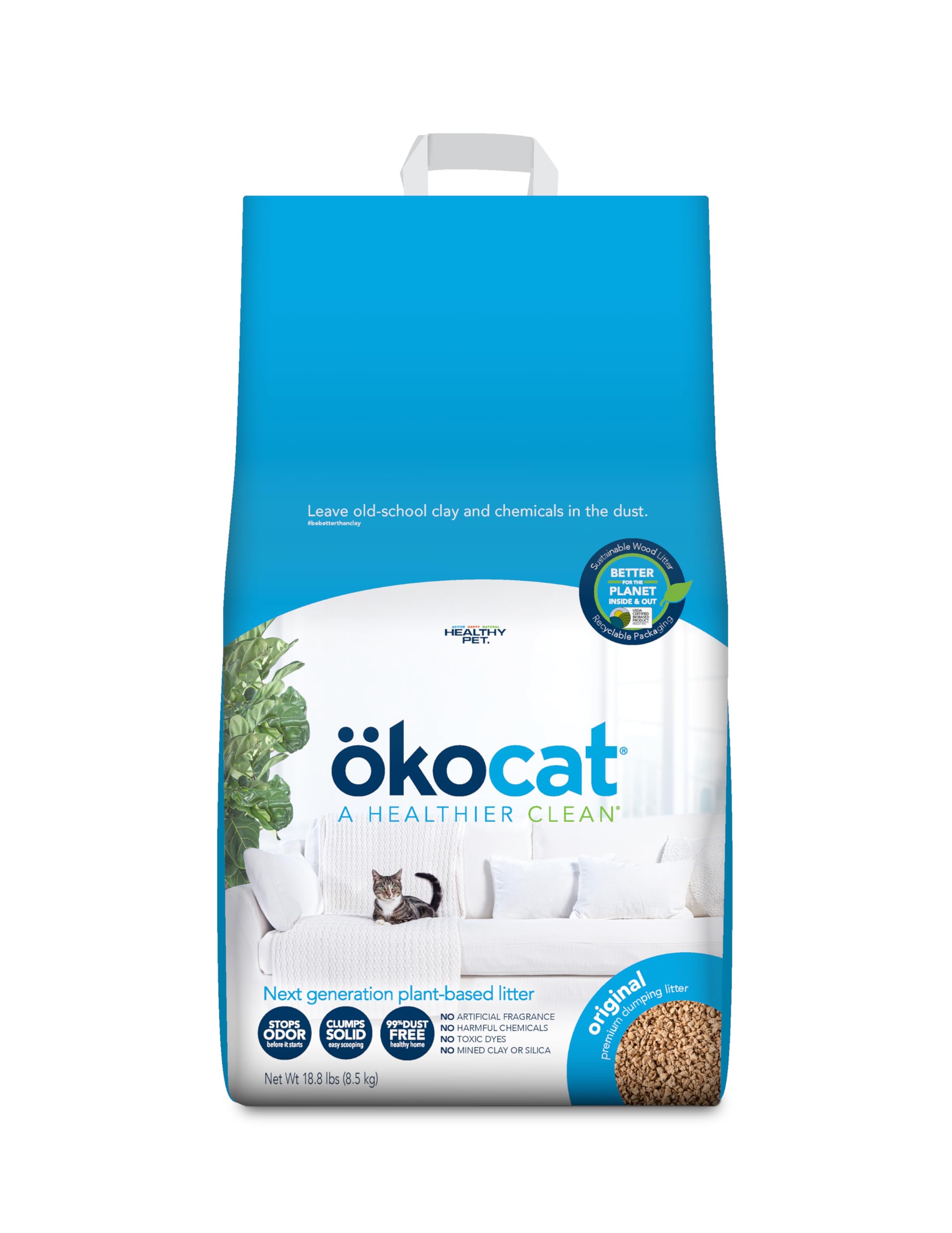 okocat arena de madera original: control de olor natural para uso diario