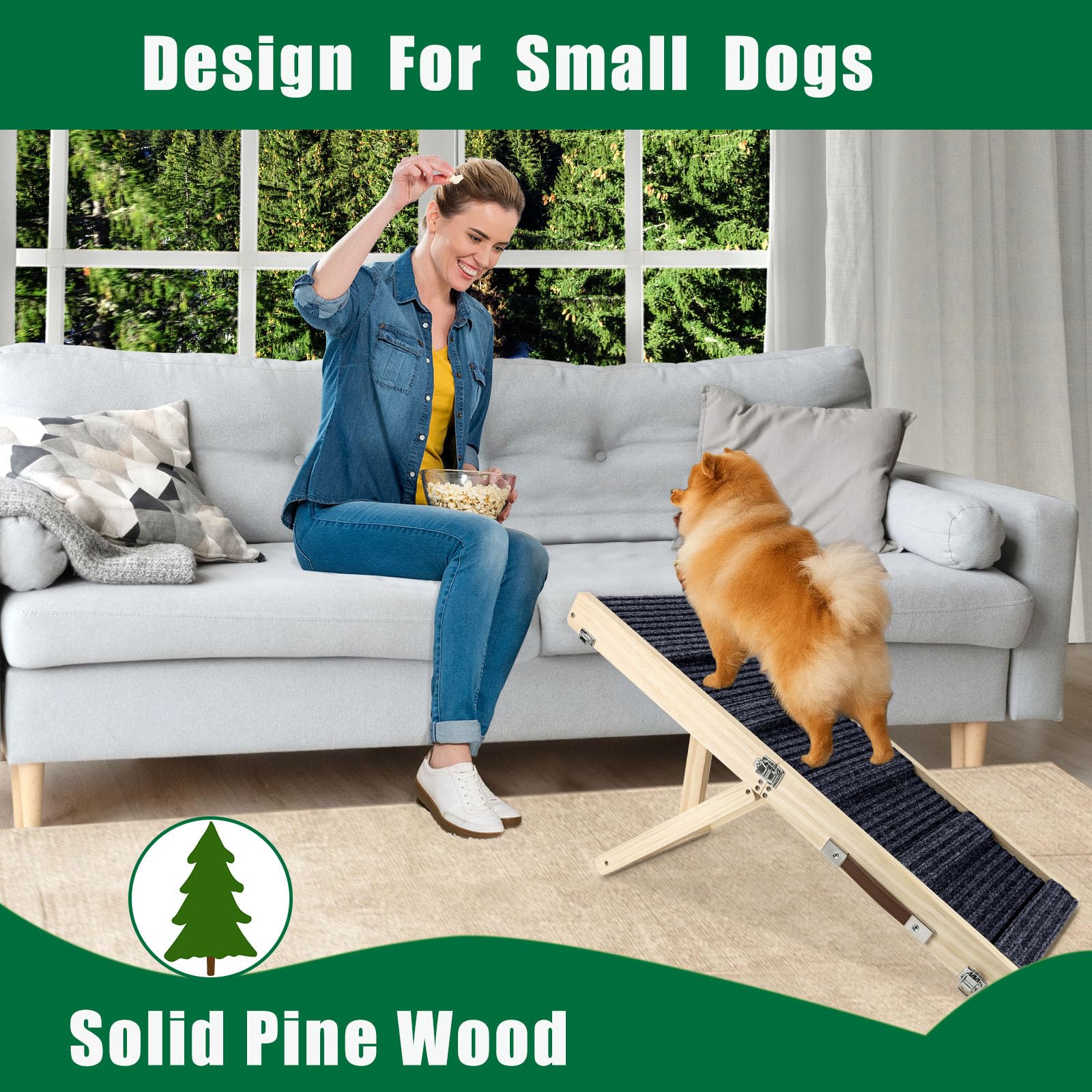 Okydoky rampa para perro pequeño en madera natural con superficie antideslizante