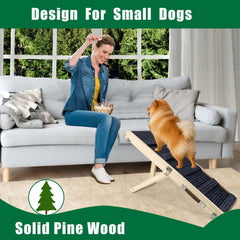 Okydoky rampa para perro pequeño en madera natural con superficie antideslizante