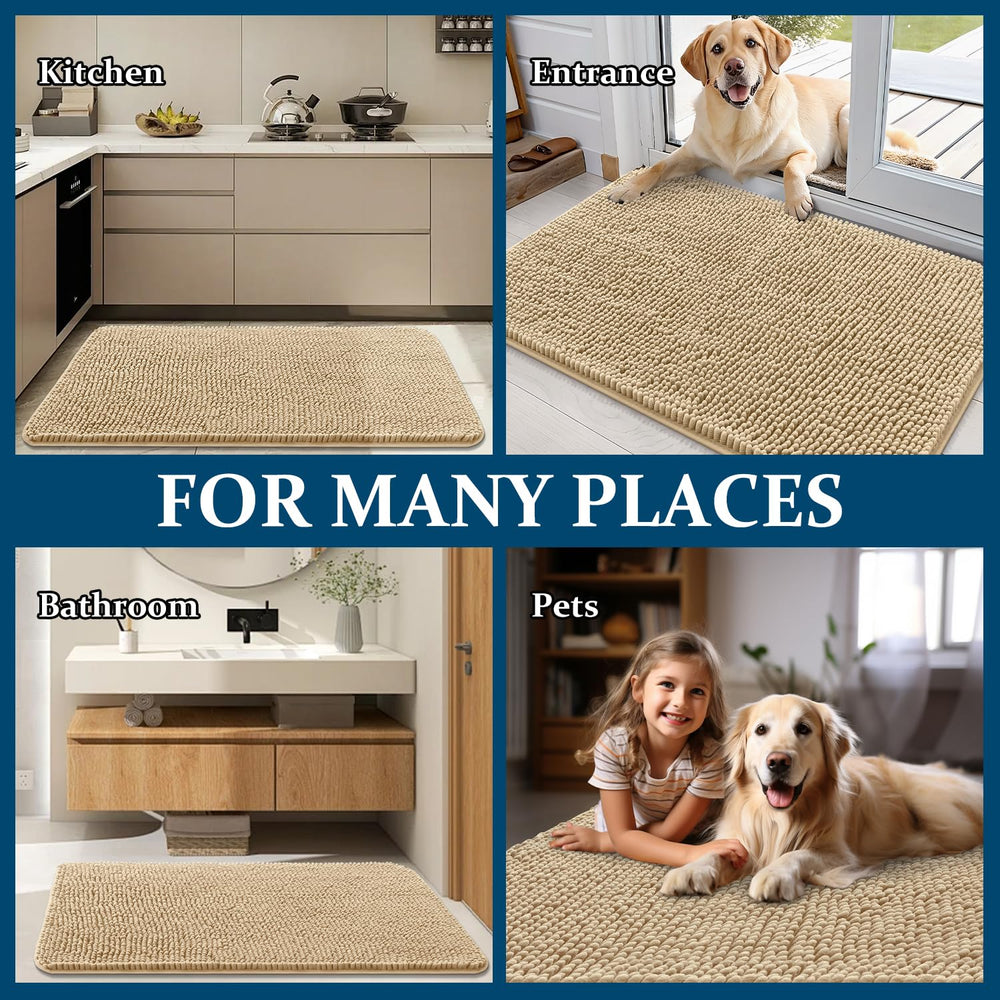 OLANLY alfombra para perros con chenille suave, tacto lujoso y secado rápido.