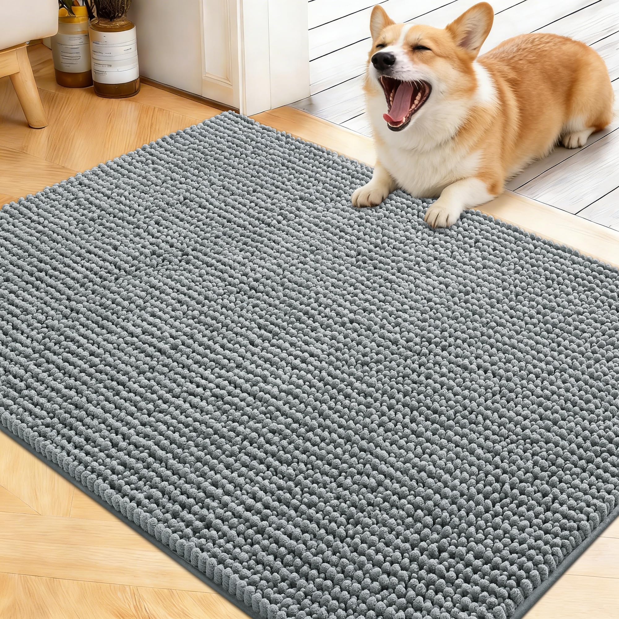 OLANLY tapete de entrada para perros, chenille suave para comodidad de las patas.