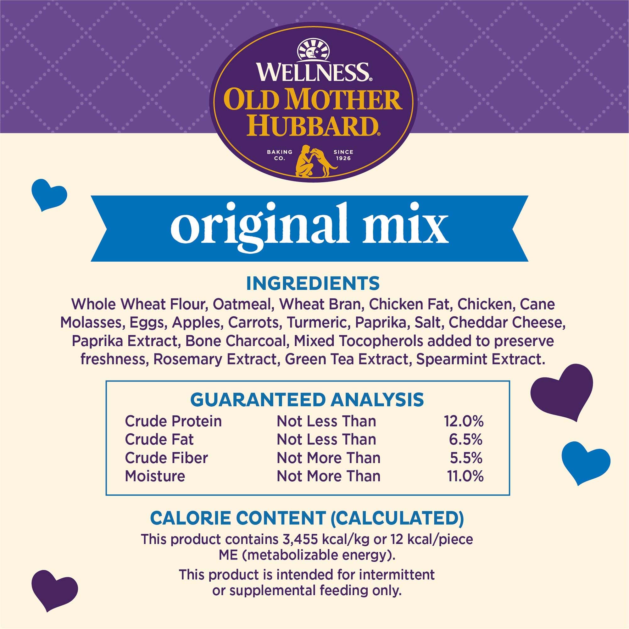 Ingredientes naturales de Old Mother Hubbard, galletas sanas.