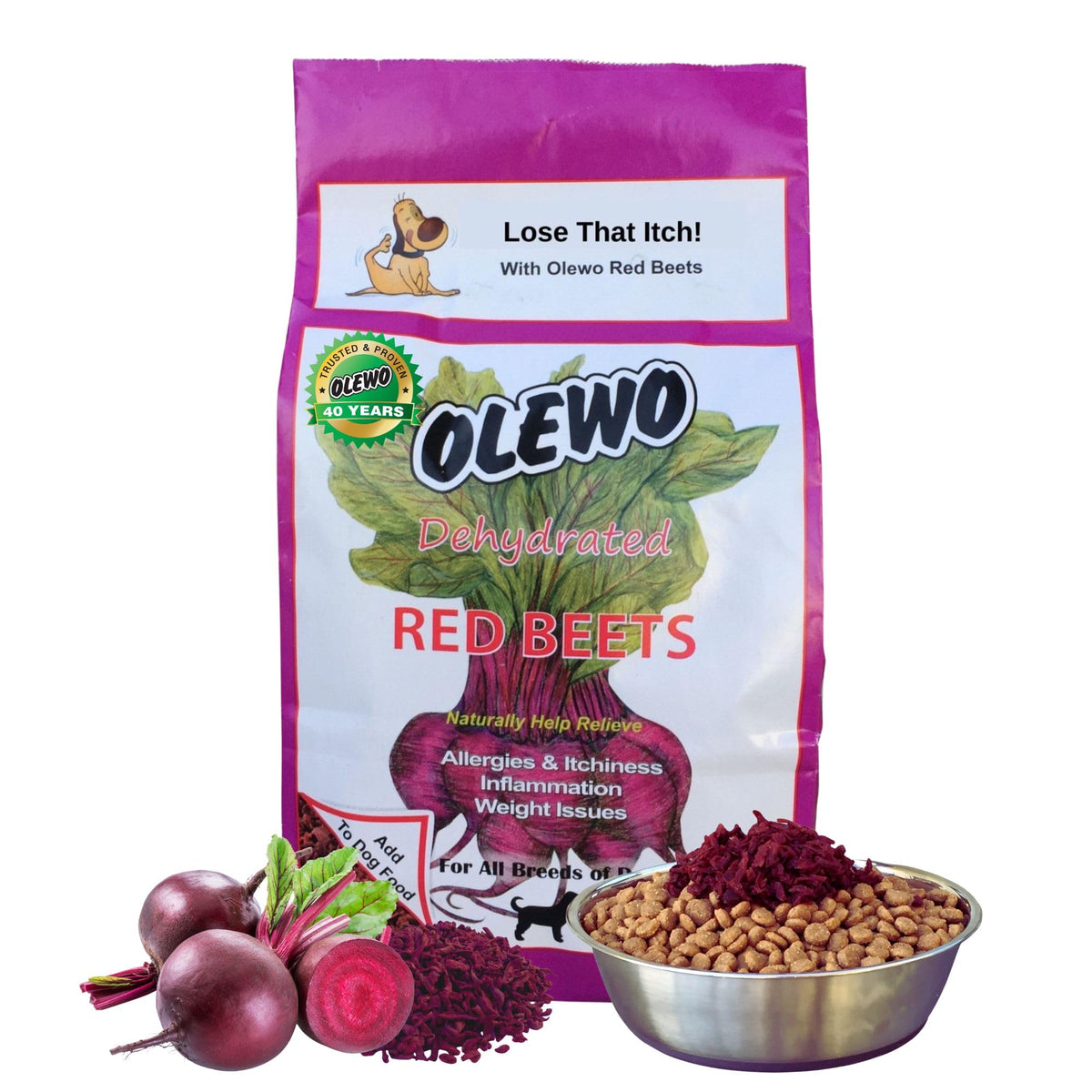 Olewo Remolachas Rojas: aderezo para comida de perros, apoya piel suave